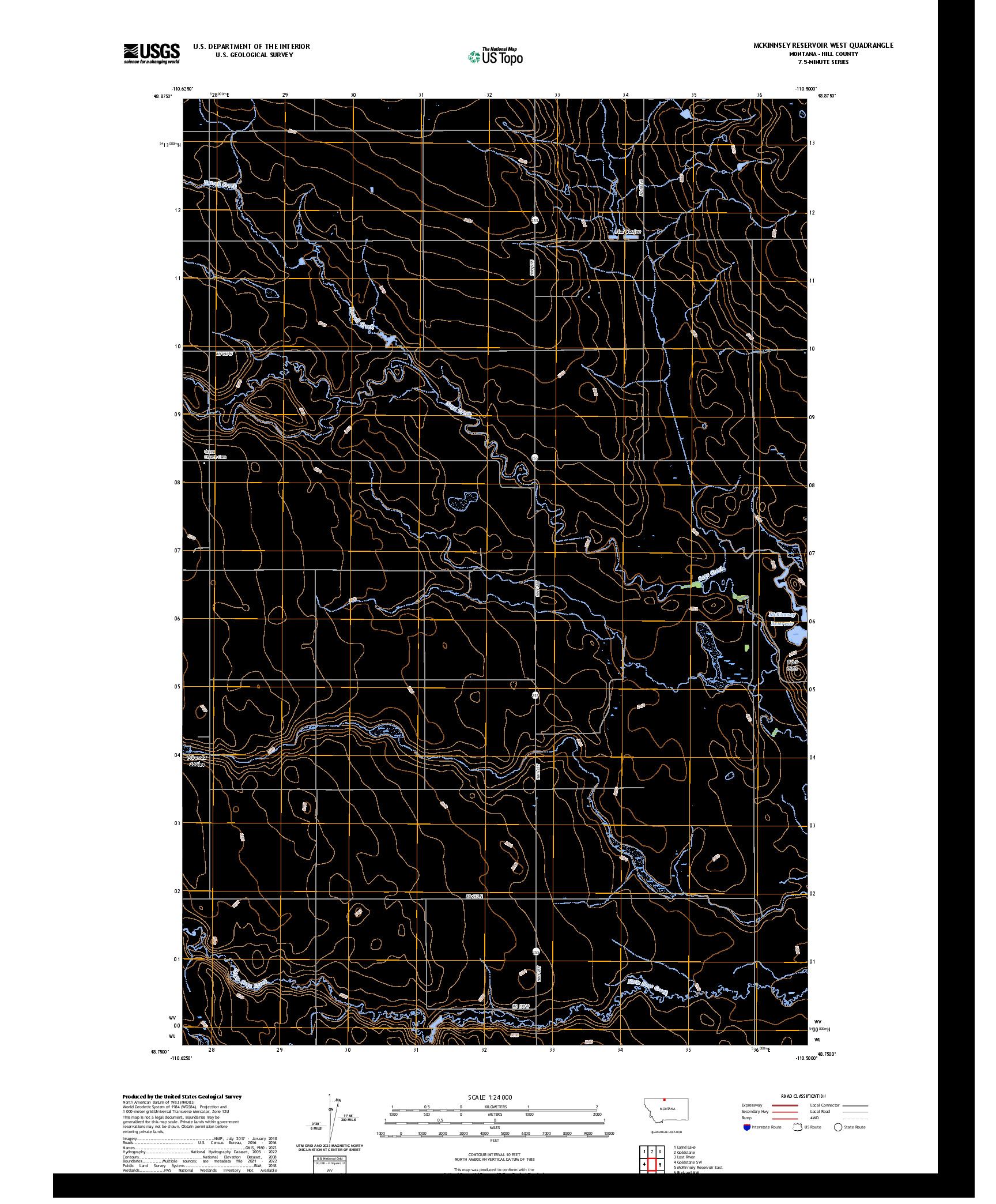 US TOPO 7.5-MINUTE MAP FOR MCKINNSEY RESERVOIR WEST, MT
