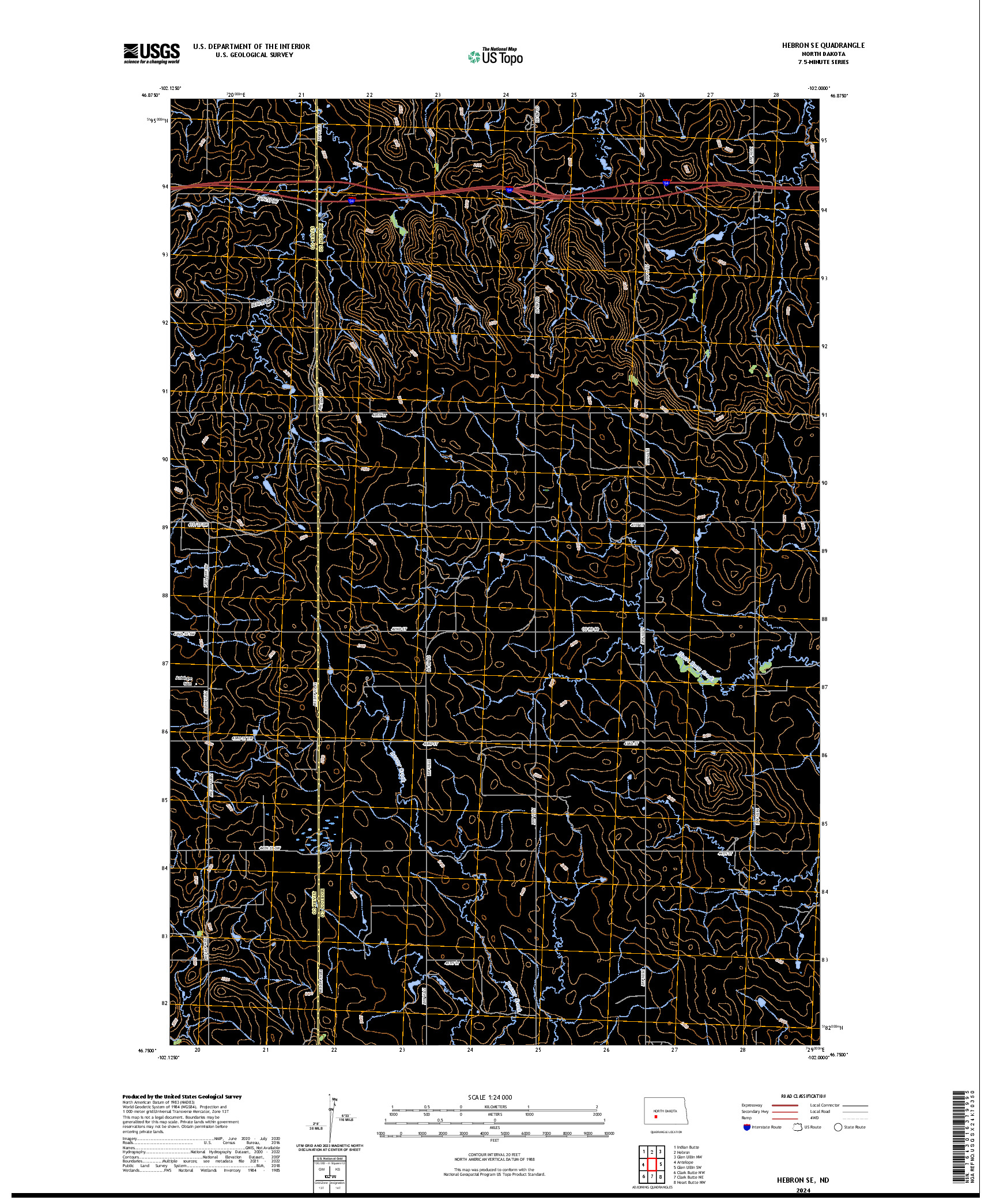 US TOPO 7.5-MINUTE MAP FOR HEBRON SE, ND