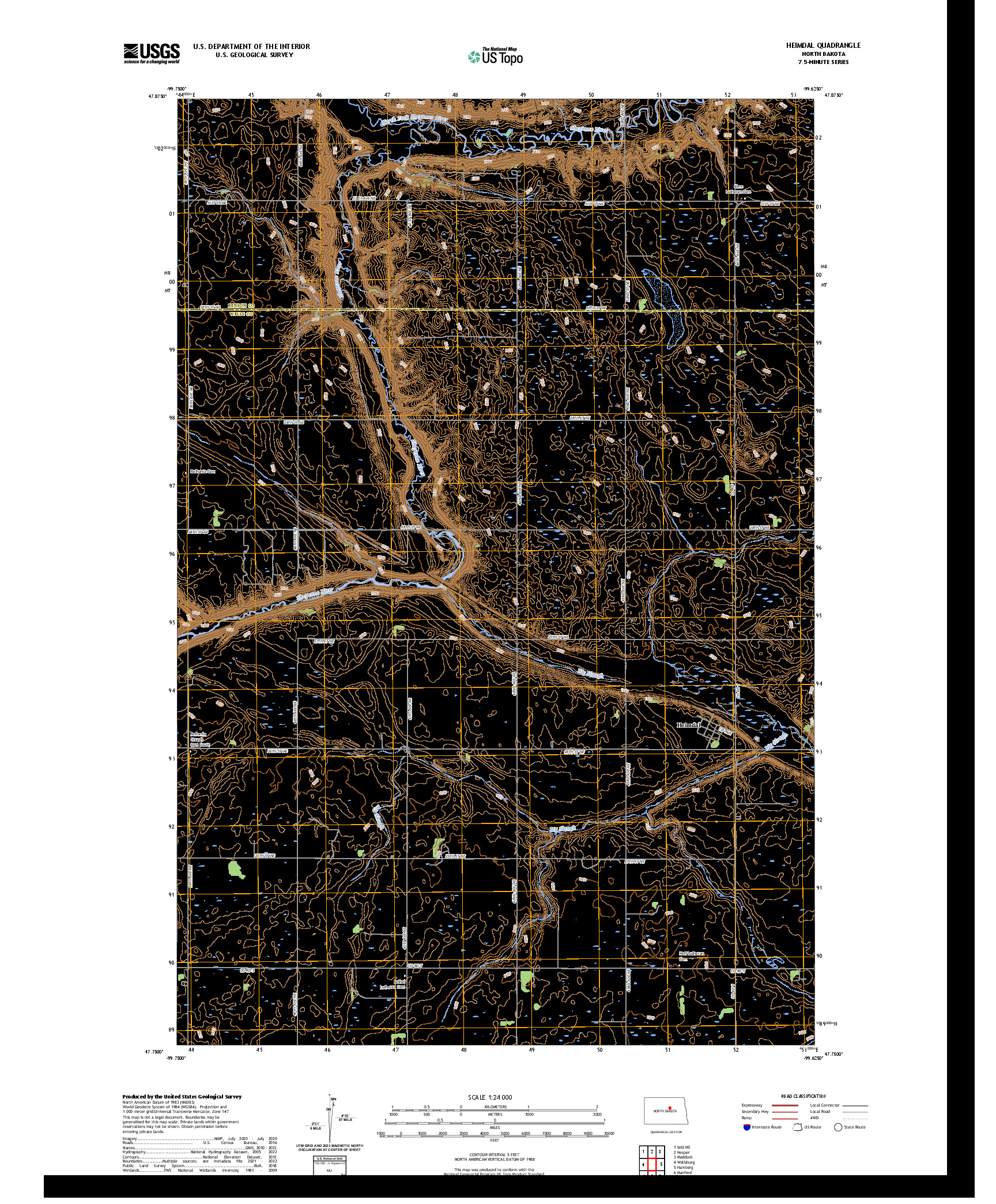 US TOPO 7.5-MINUTE MAP FOR HEIMDAL, ND