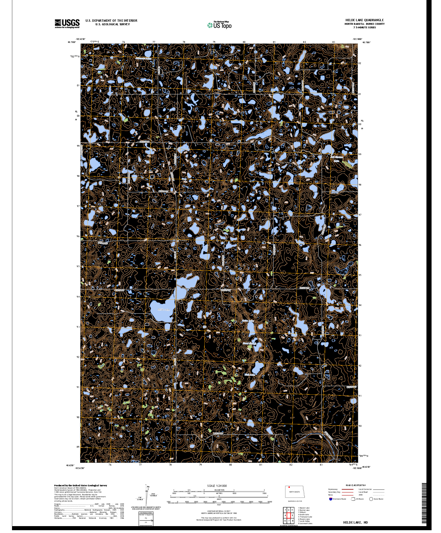 US TOPO 7.5-MINUTE MAP FOR HELDE LAKE, ND