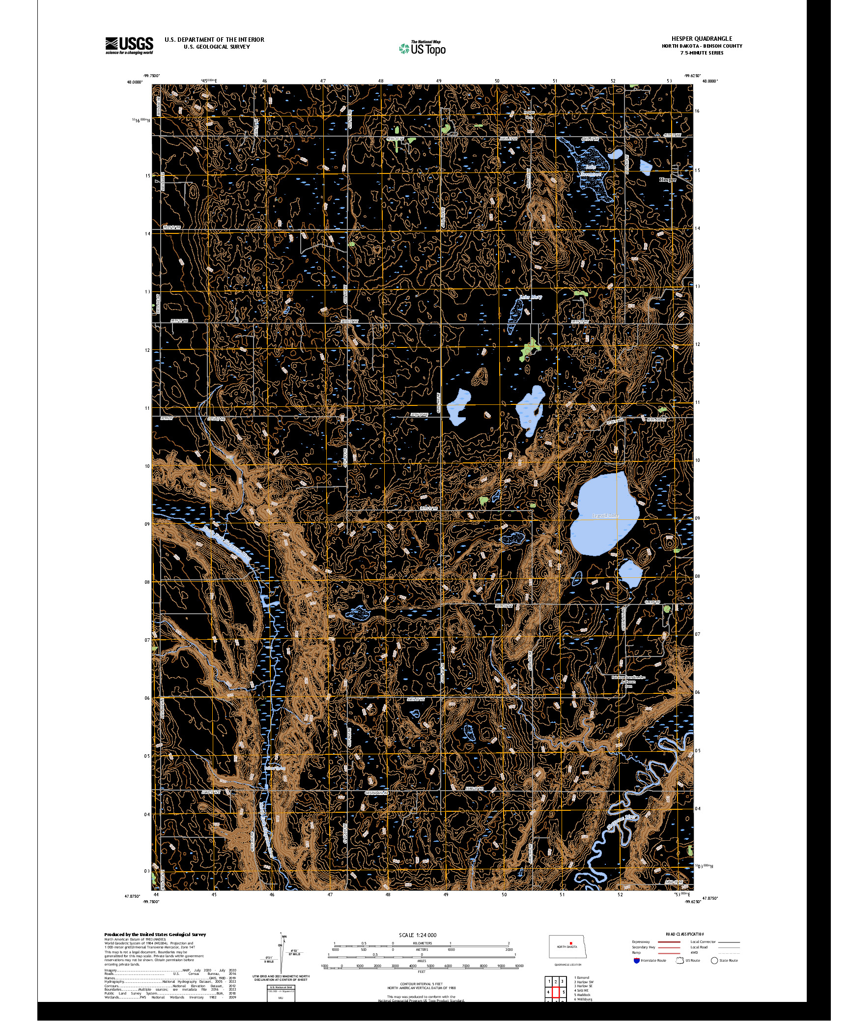 US TOPO 7.5-MINUTE MAP FOR HESPER, ND