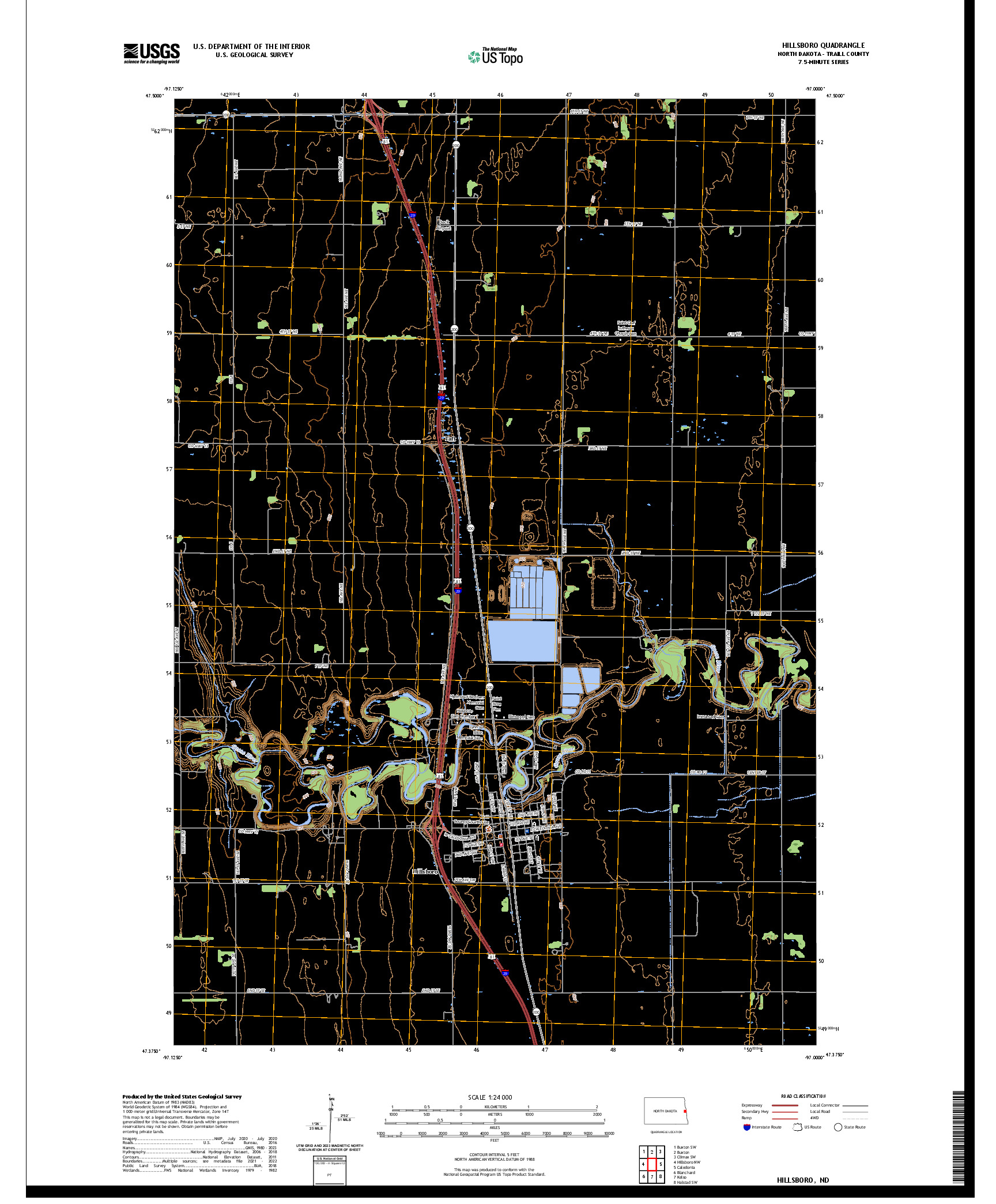 US TOPO 7.5-MINUTE MAP FOR HILLSBORO, ND