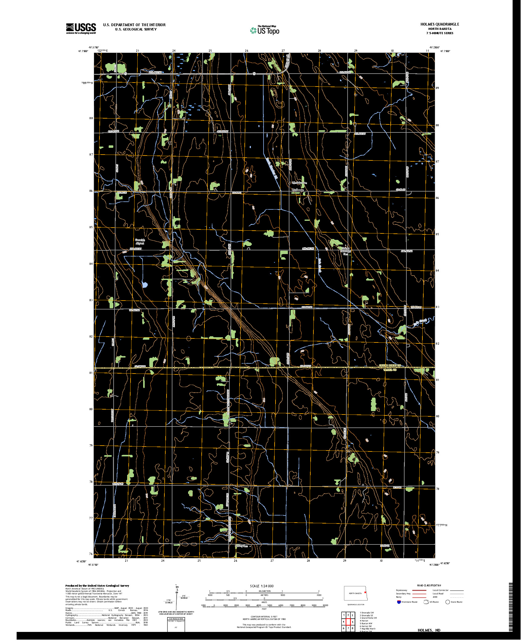 US TOPO 7.5-MINUTE MAP FOR HOLMES, ND