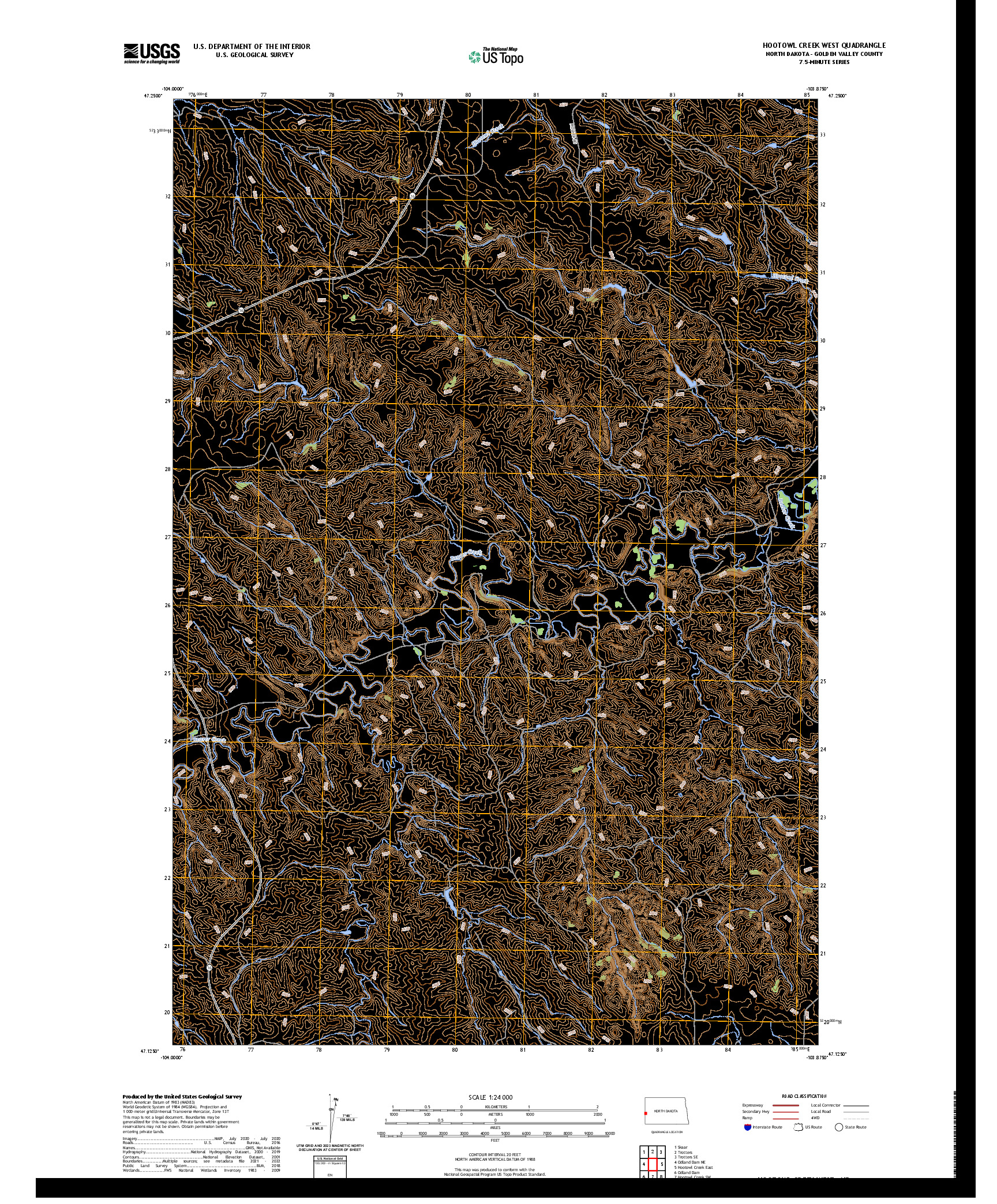 US TOPO 7.5-MINUTE MAP FOR HOOTOWL CREEK WEST, ND