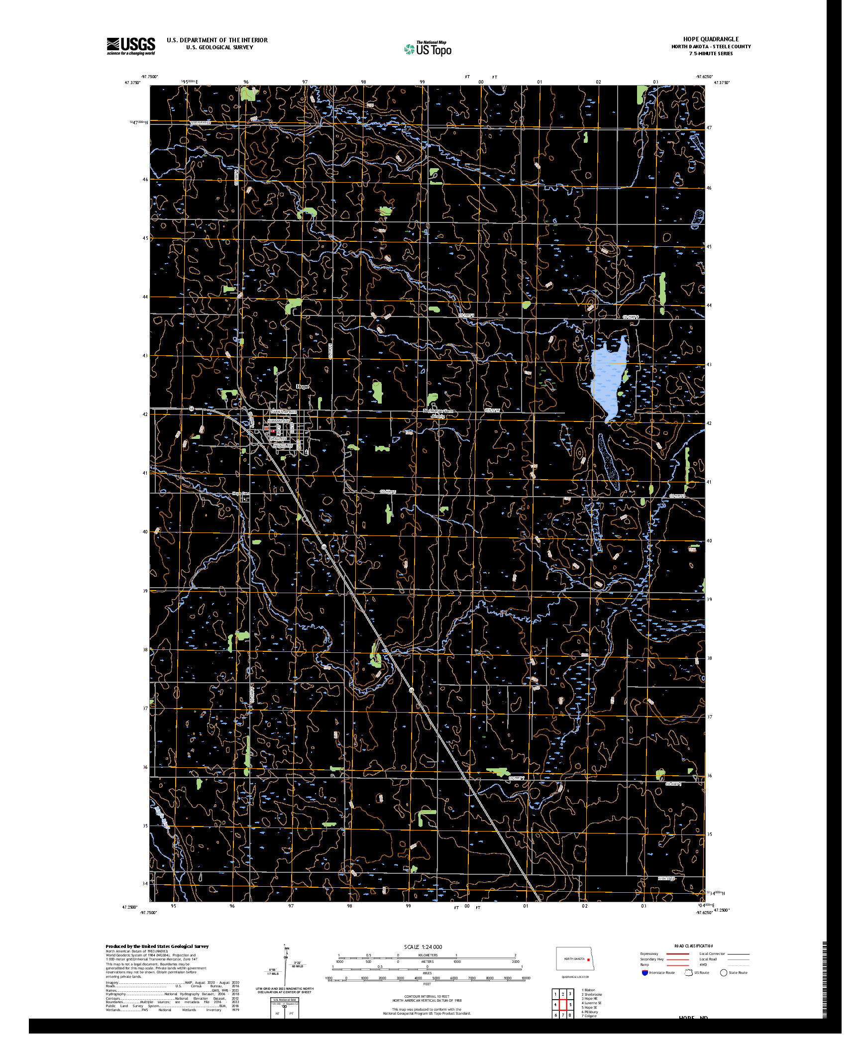 US TOPO 7.5-MINUTE MAP FOR HOPE, ND