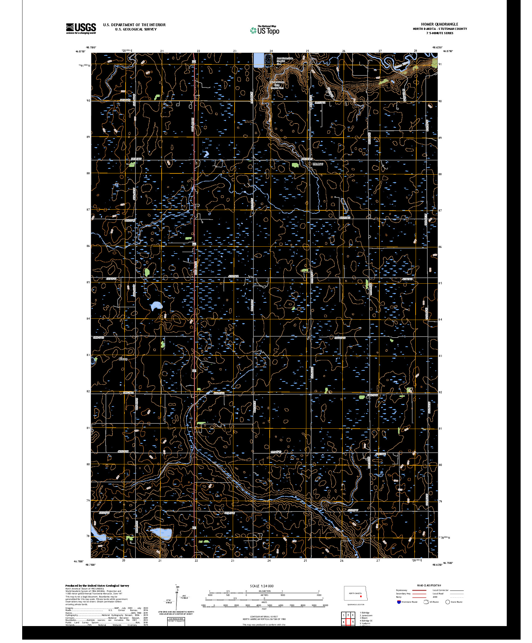 US TOPO 7.5-MINUTE MAP FOR HOMER, ND