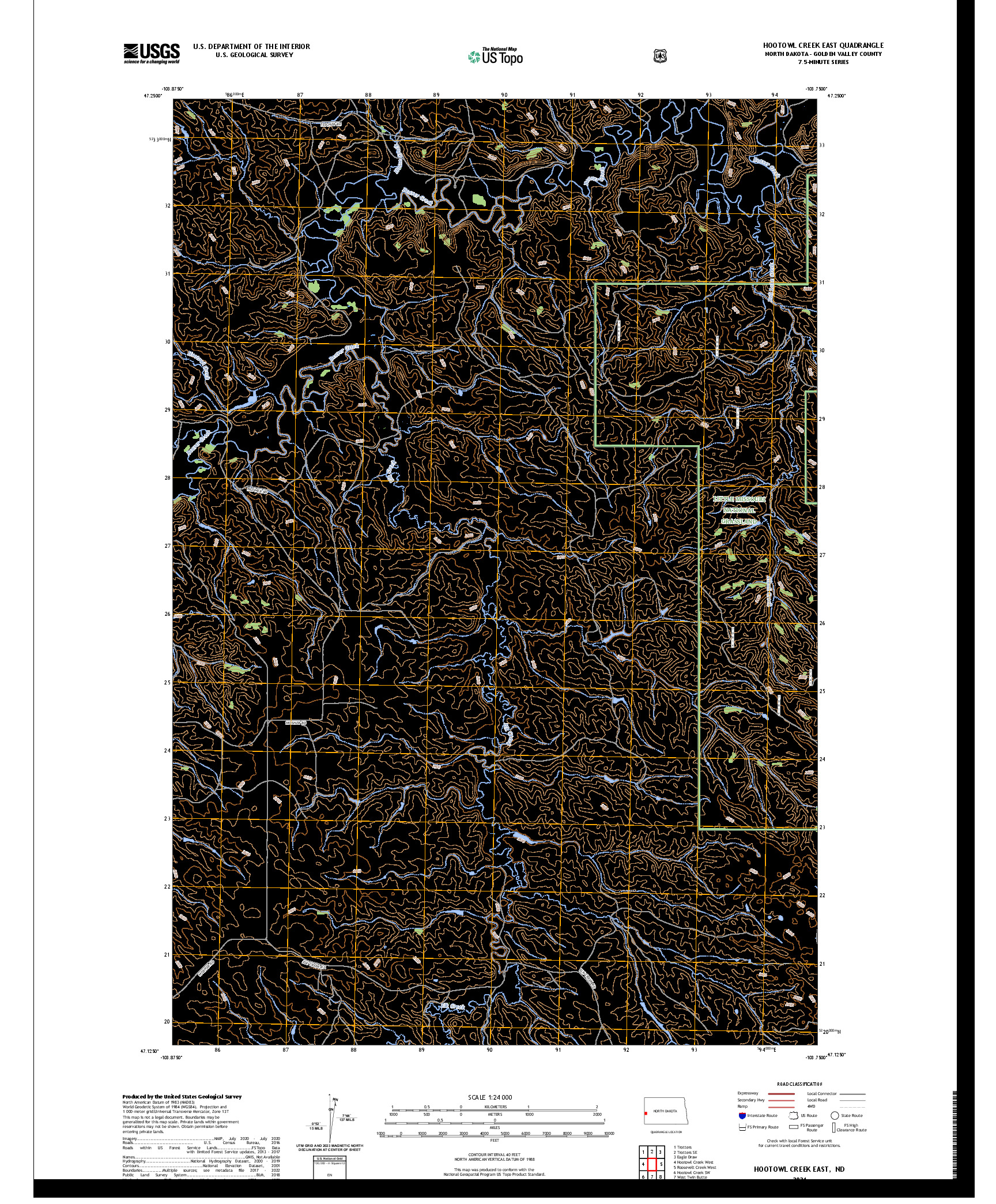 US TOPO 7.5-MINUTE MAP FOR HOOTOWL CREEK EAST, ND