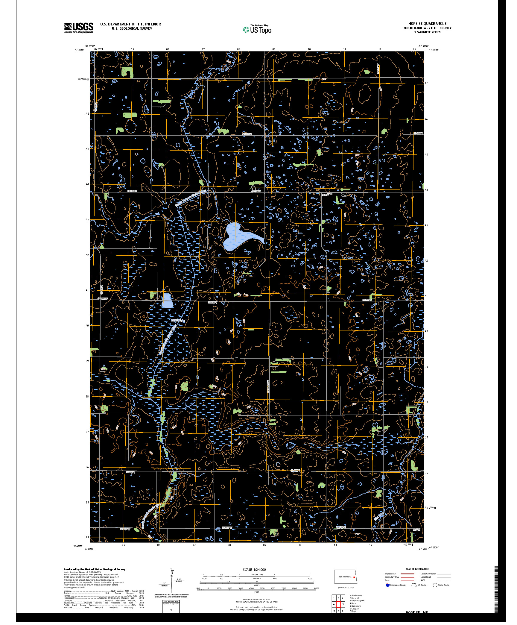 US TOPO 7.5-MINUTE MAP FOR HOPE SE, ND