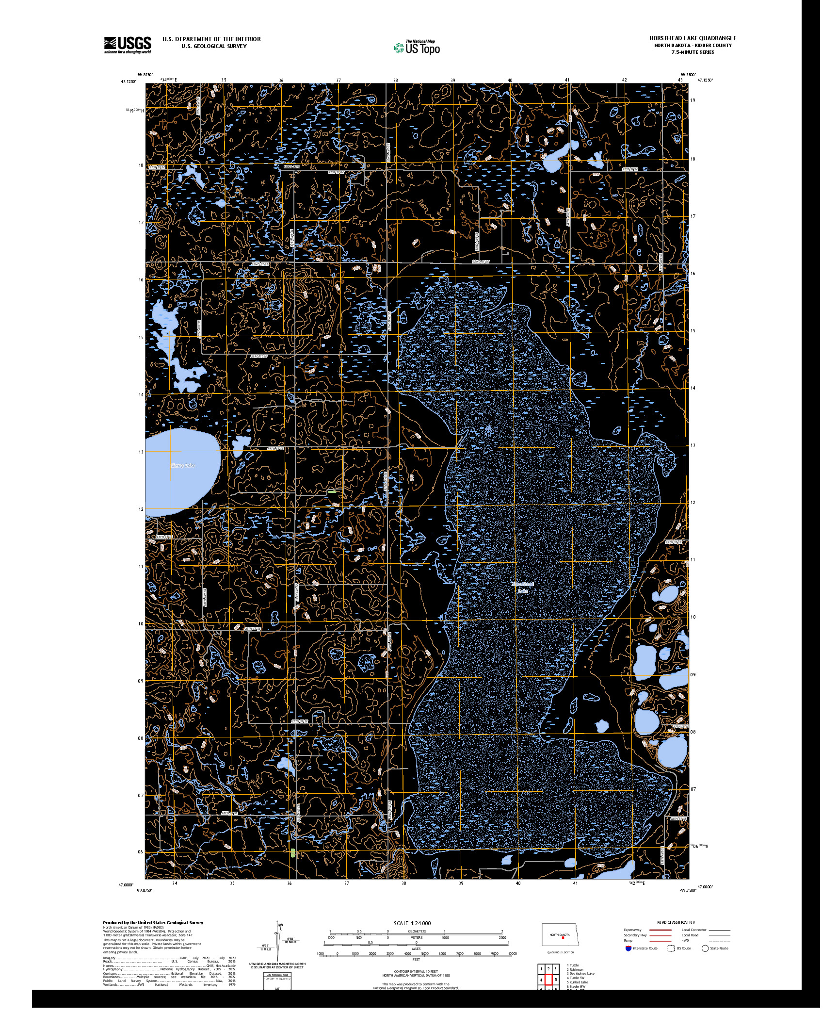 US TOPO 7.5-MINUTE MAP FOR HORSEHEAD LAKE, ND