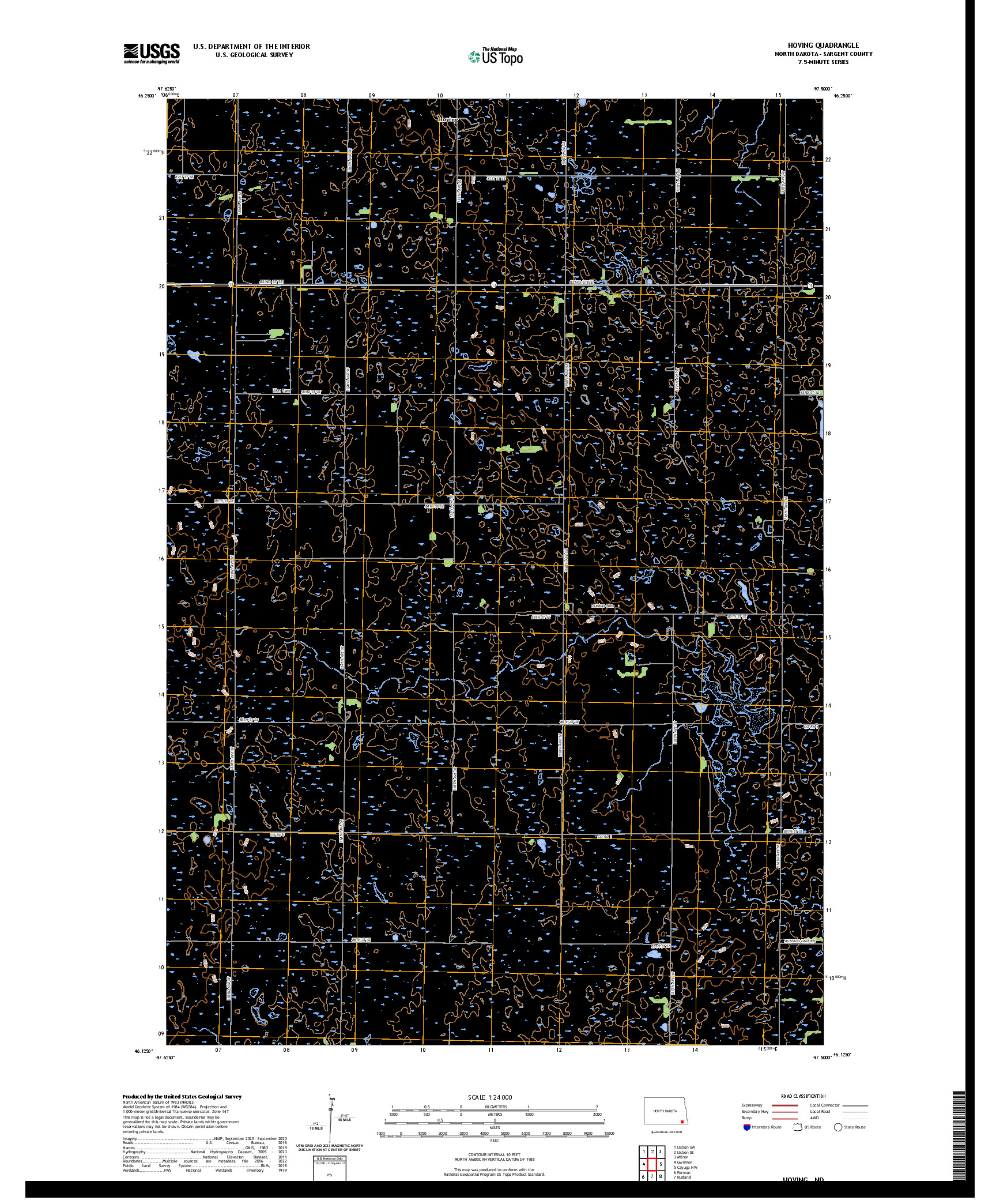 US TOPO 7.5-MINUTE MAP FOR HOVING, ND