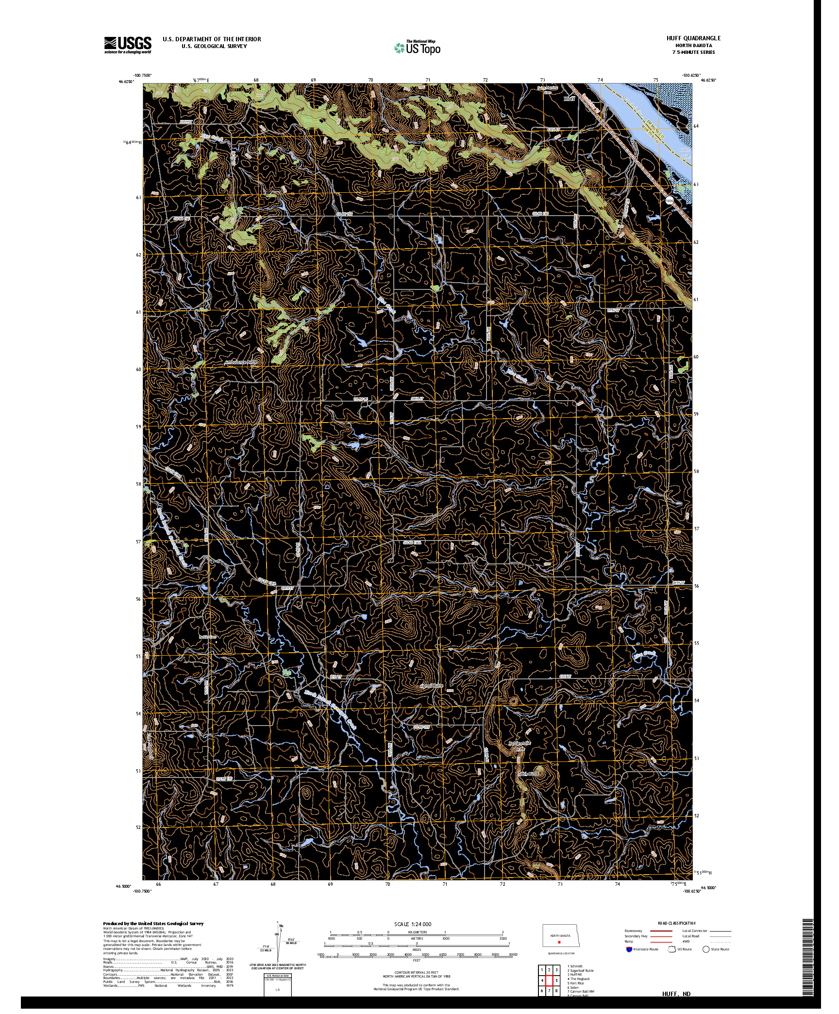 US TOPO 7.5-MINUTE MAP FOR HUFF, ND