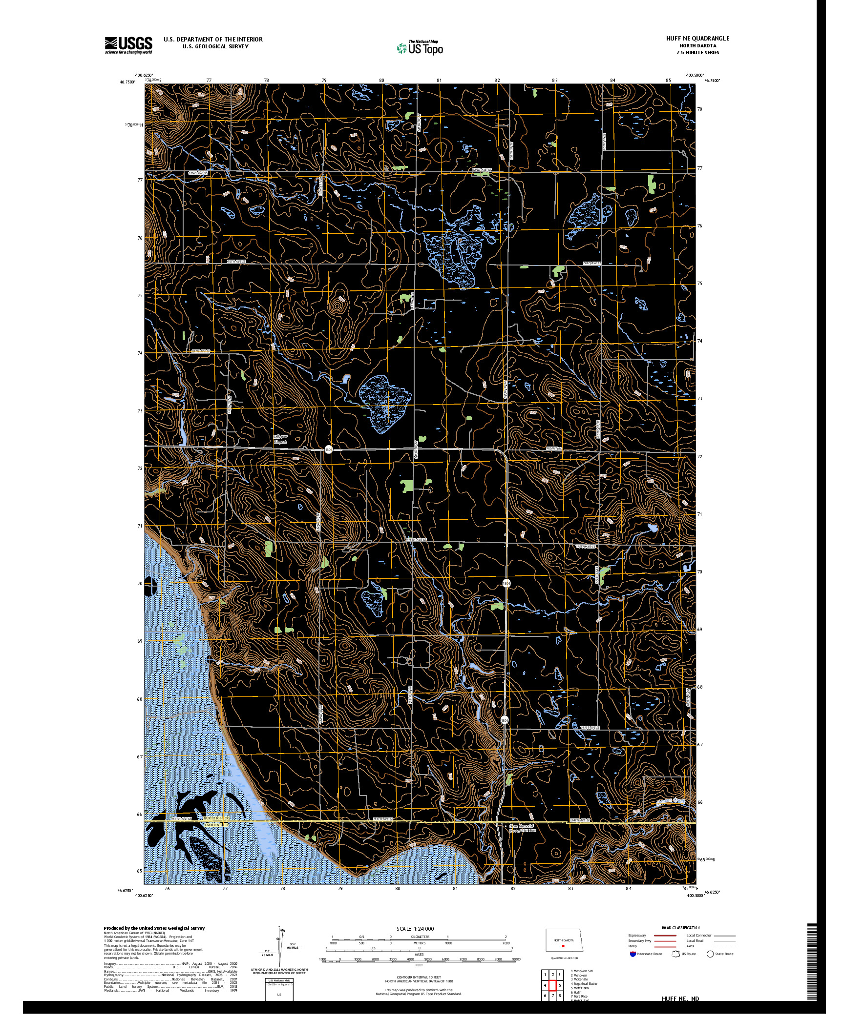 US TOPO 7.5-MINUTE MAP FOR HUFF NE, ND