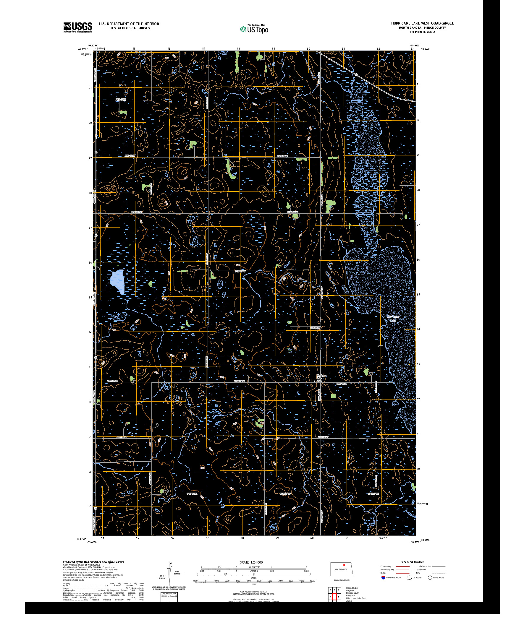 US TOPO 7.5-MINUTE MAP FOR HURRICANE LAKE WEST, ND