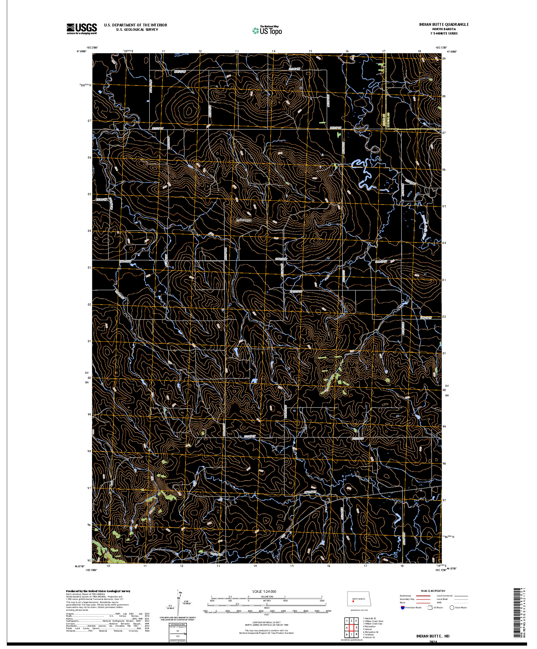 US TOPO 7.5-MINUTE MAP FOR INDIAN BUTTE, ND