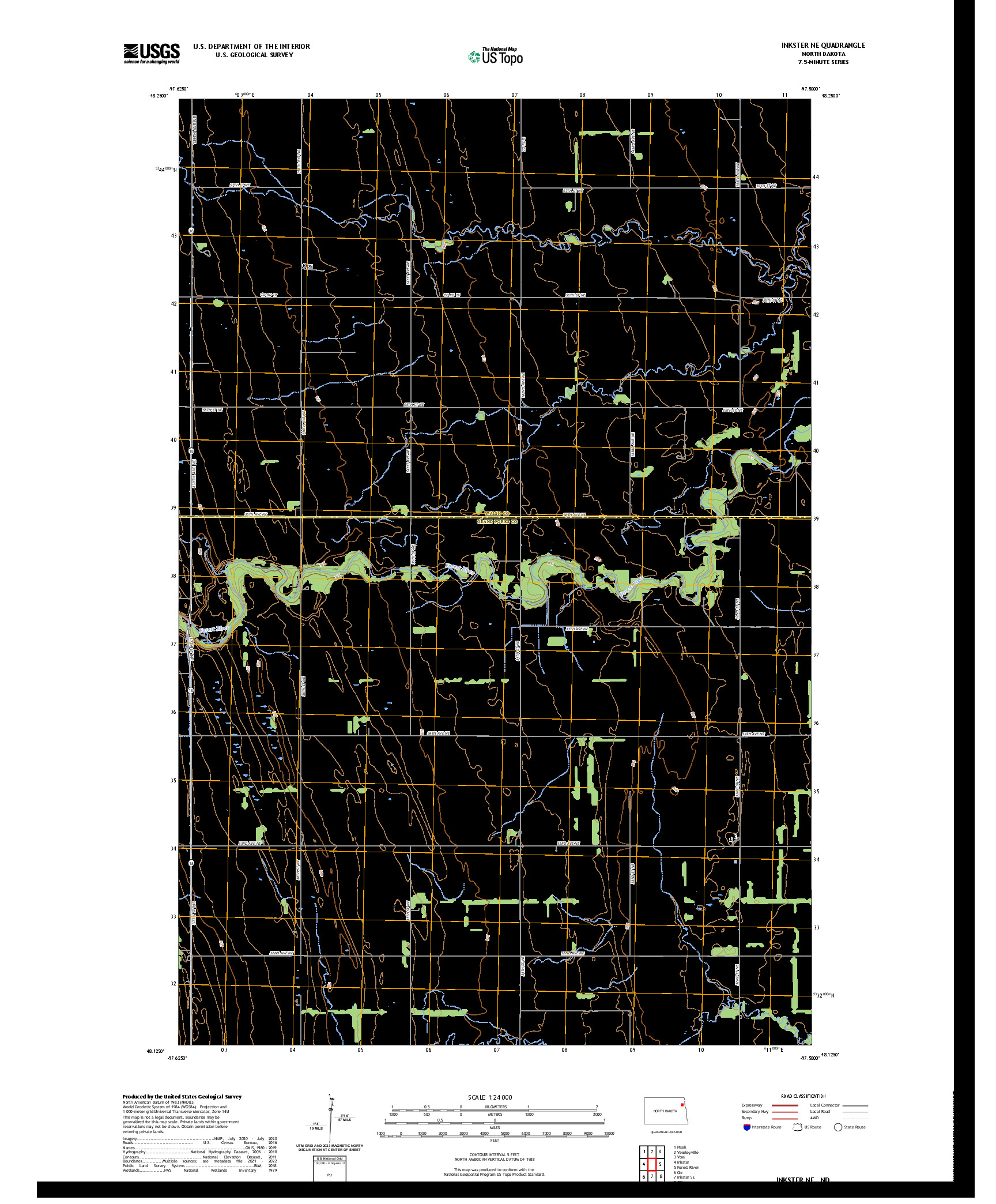 US TOPO 7.5-MINUTE MAP FOR INKSTER NE, ND