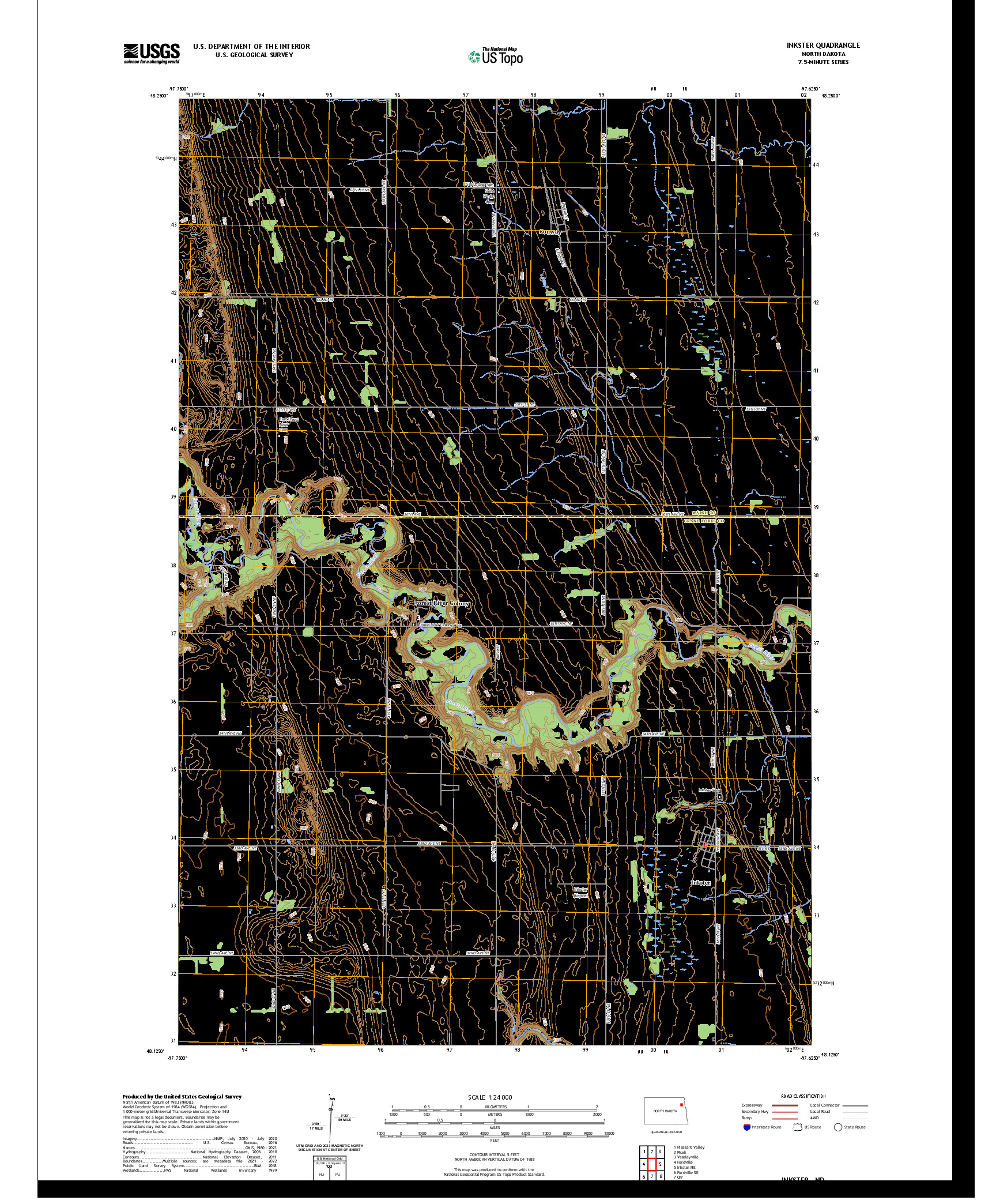 US TOPO 7.5-MINUTE MAP FOR INKSTER, ND