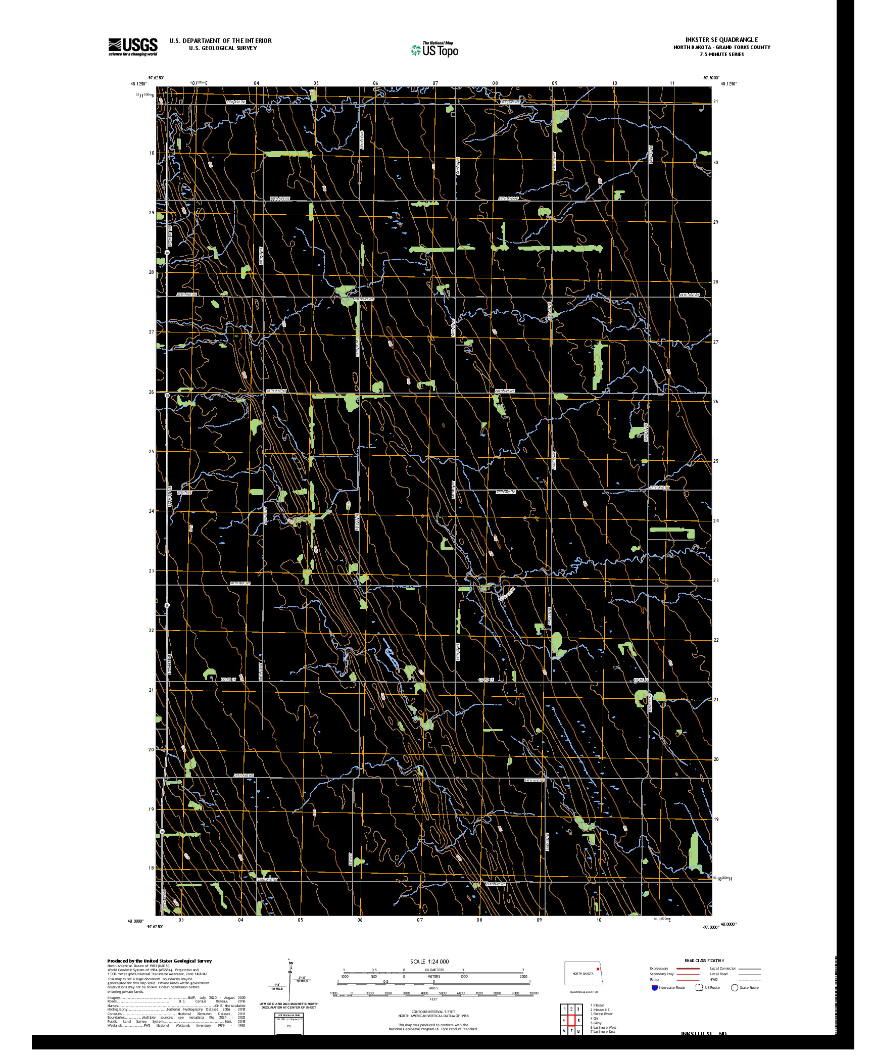 US TOPO 7.5-MINUTE MAP FOR INKSTER SE, ND