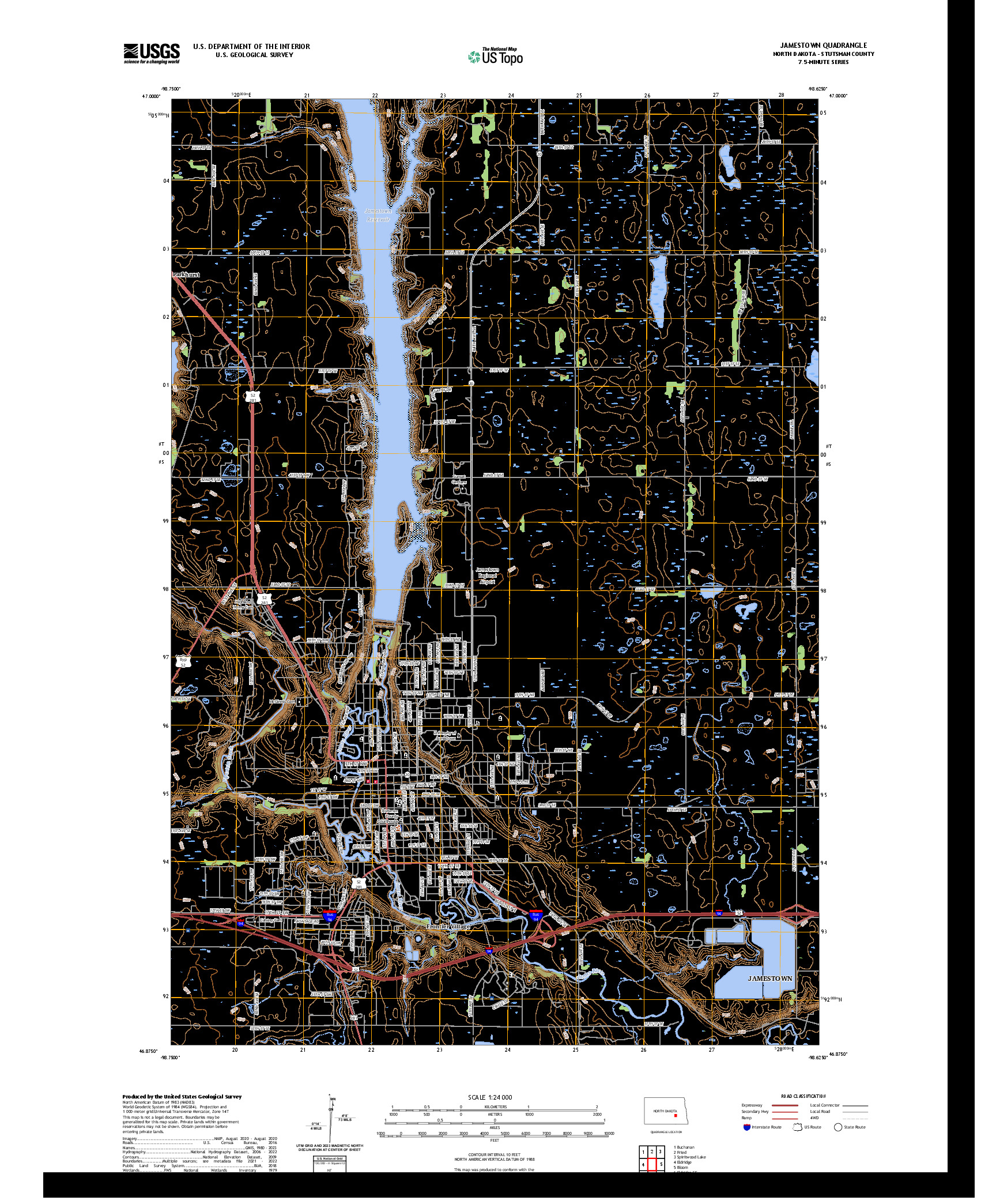 US TOPO 7.5-MINUTE MAP FOR JAMESTOWN, ND