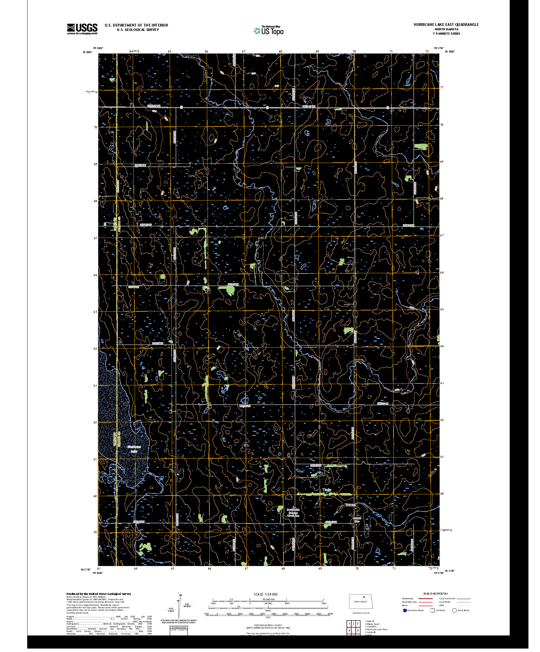 US TOPO 7.5-MINUTE MAP FOR HURRICANE LAKE EAST, ND