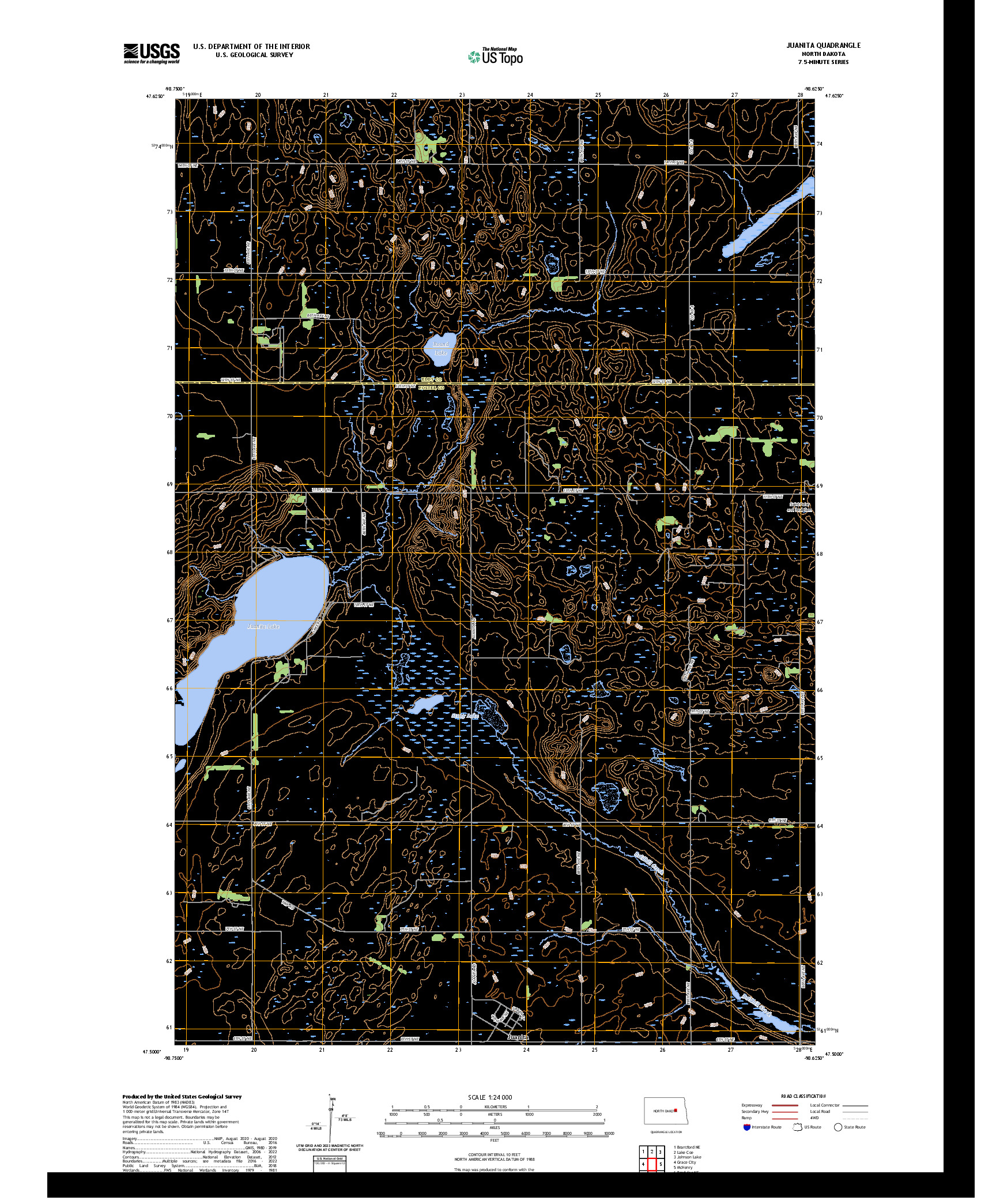 US TOPO 7.5-MINUTE MAP FOR JUANITA, ND