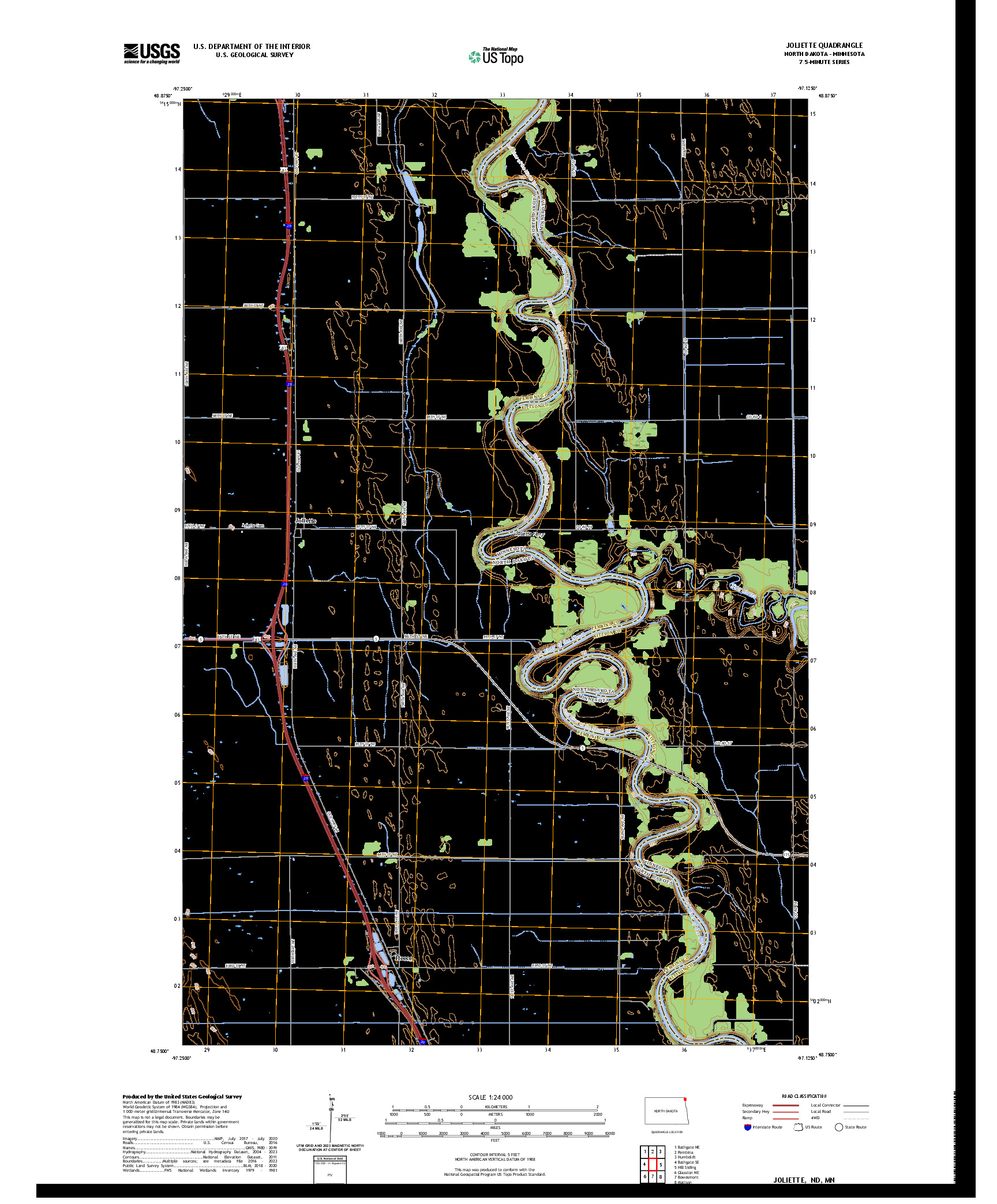 US TOPO 7.5-MINUTE MAP FOR JOLIETTE, ND,MN