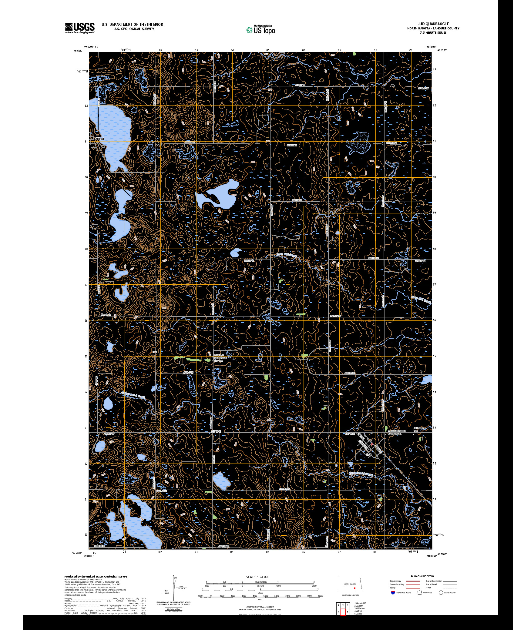US TOPO 7.5-MINUTE MAP FOR JUD, ND