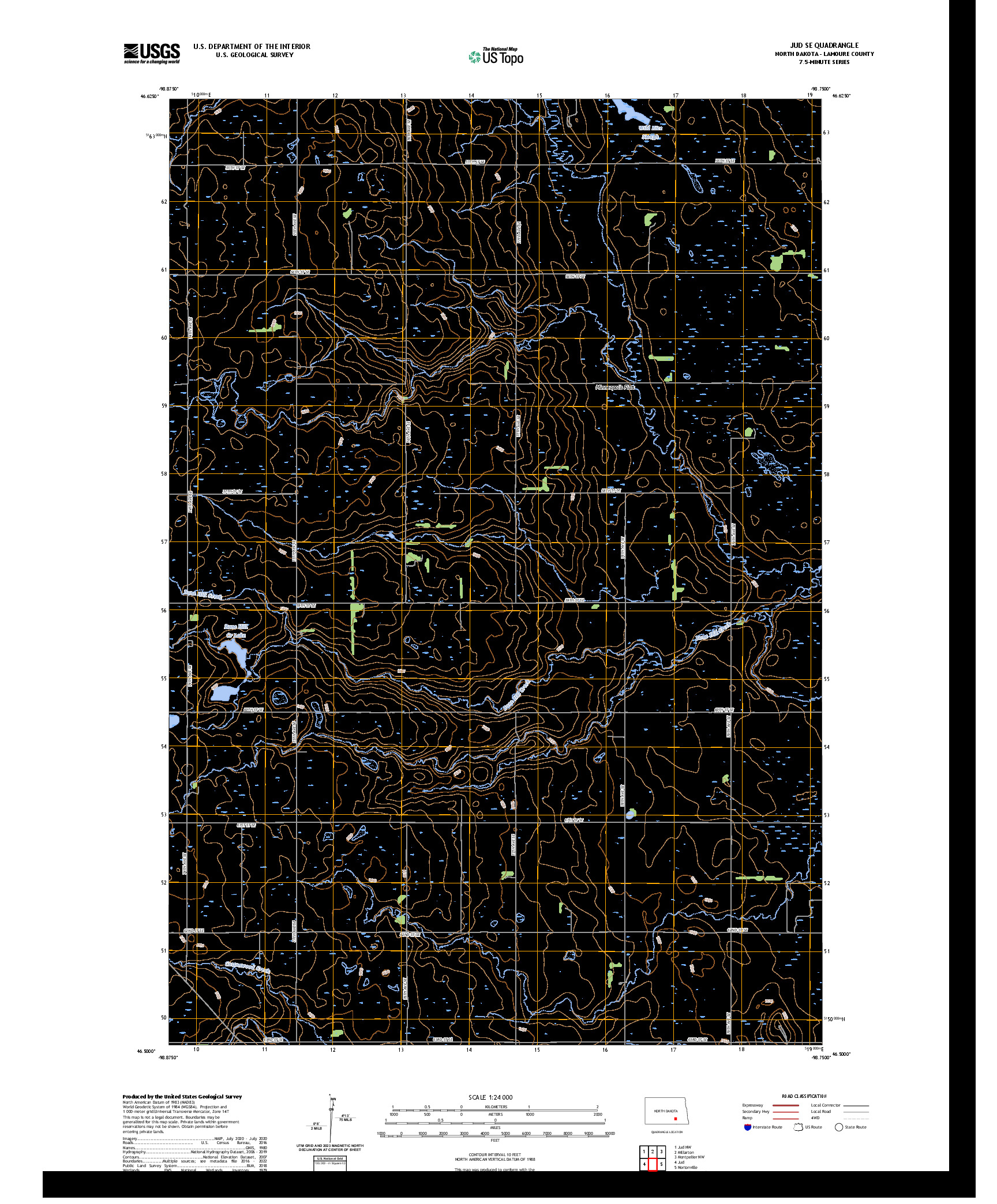US TOPO 7.5-MINUTE MAP FOR JUD SE, ND