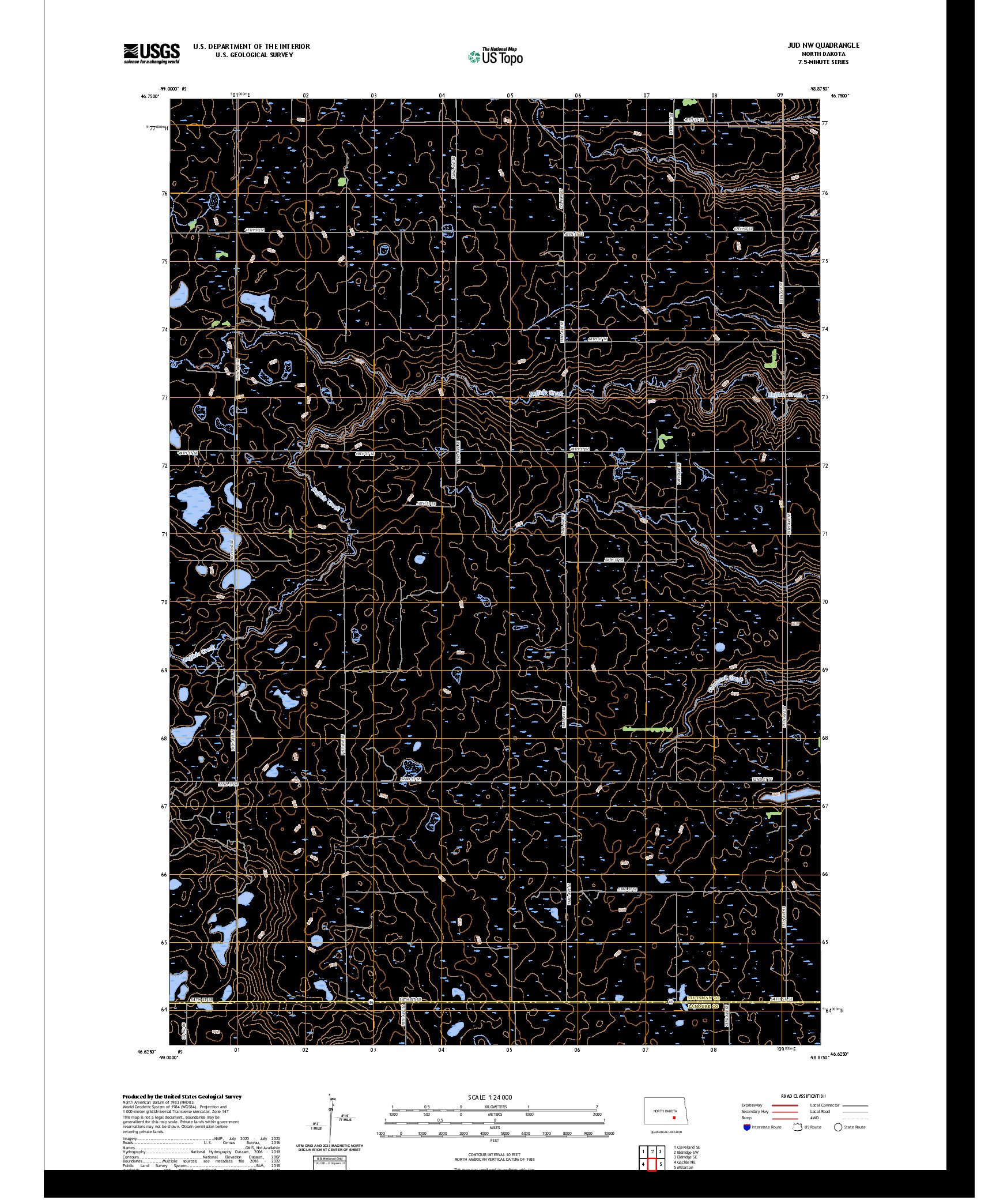 US TOPO 7.5-MINUTE MAP FOR JUD NW, ND