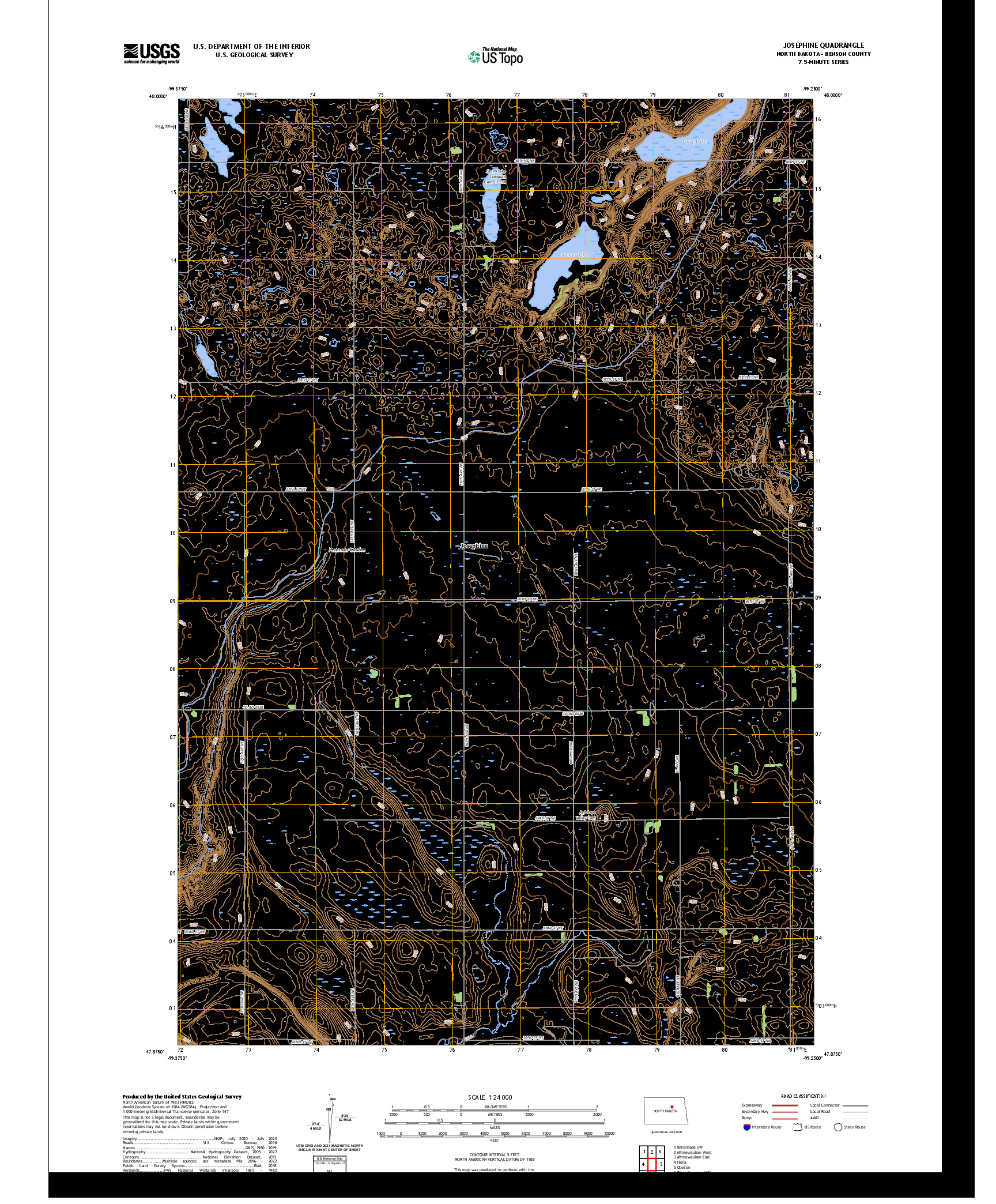 US TOPO 7.5-MINUTE MAP FOR JOSEPHINE, ND