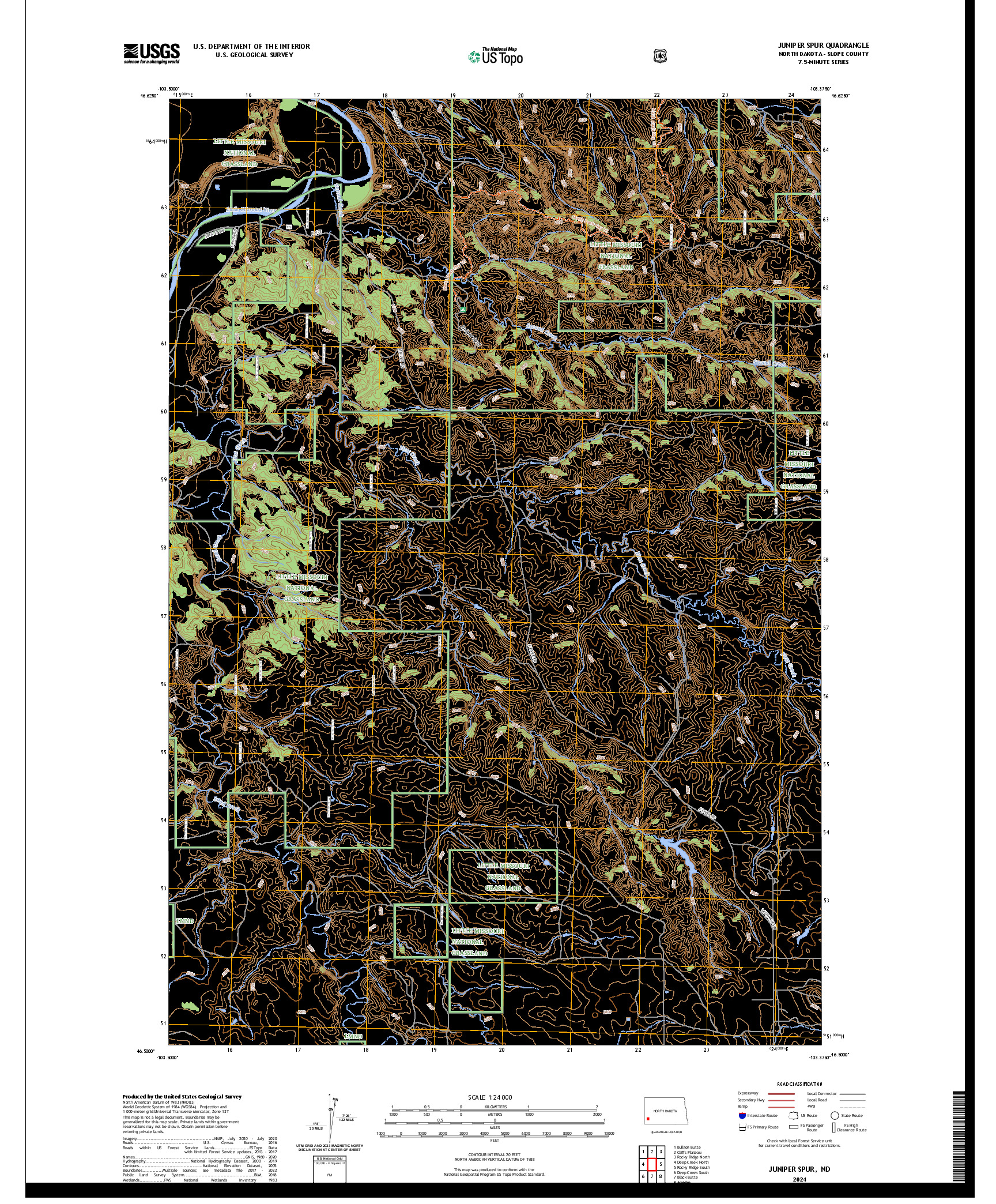 US TOPO 7.5-MINUTE MAP FOR JUNIPER SPUR, ND