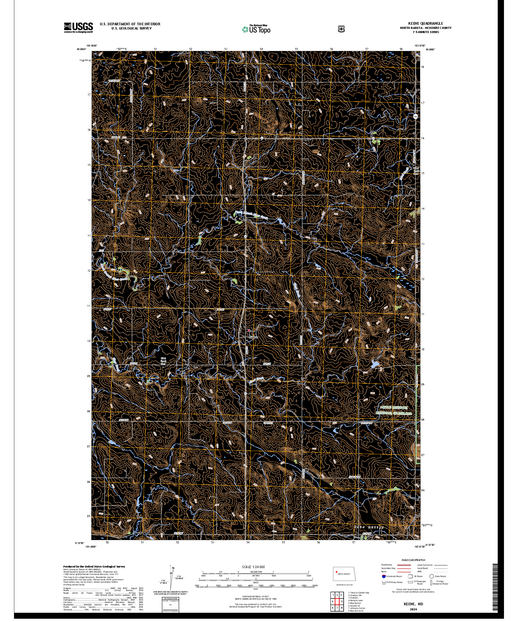 US TOPO 7.5-MINUTE MAP FOR KEENE, ND