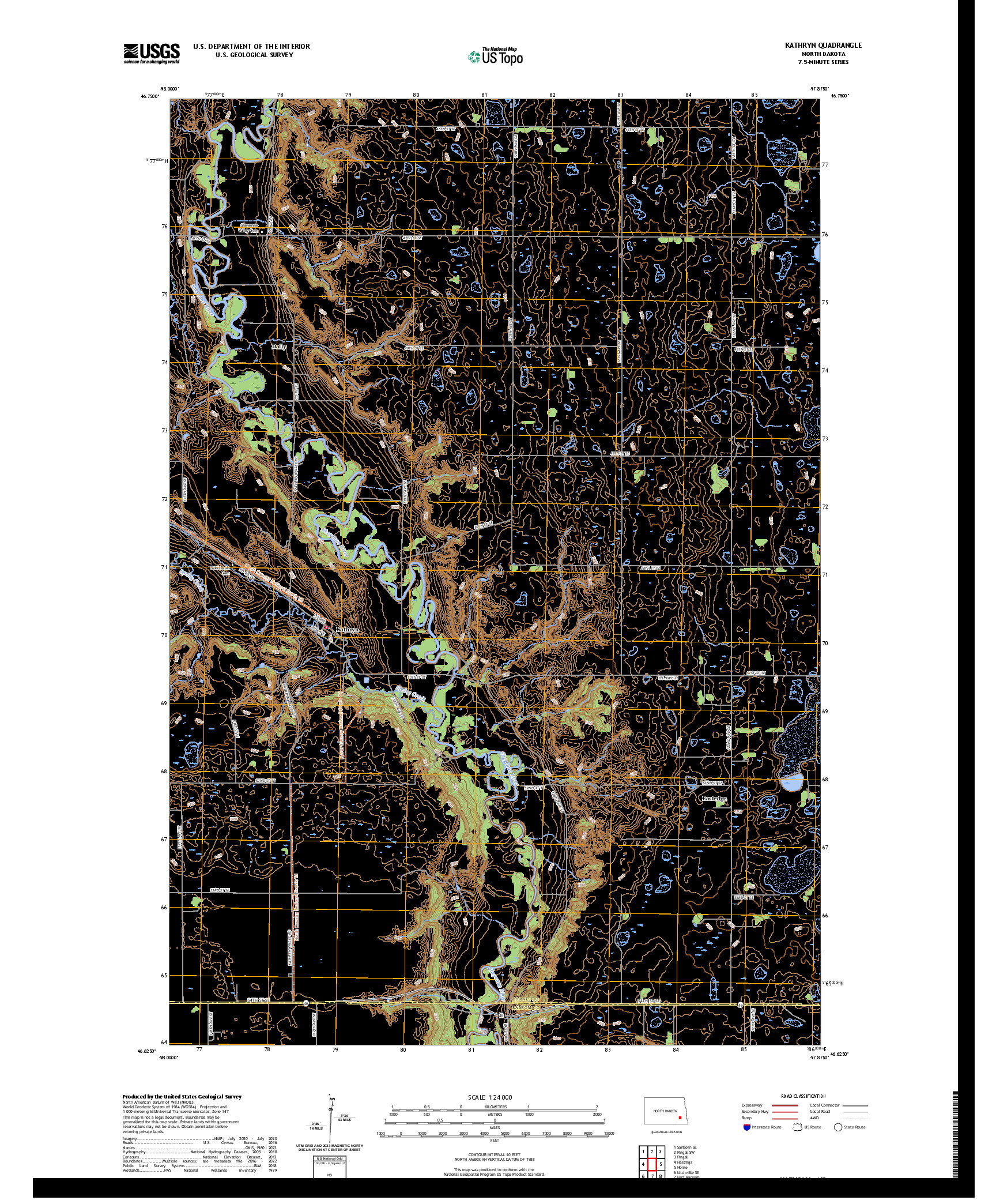 US TOPO 7.5-MINUTE MAP FOR KATHRYN, ND