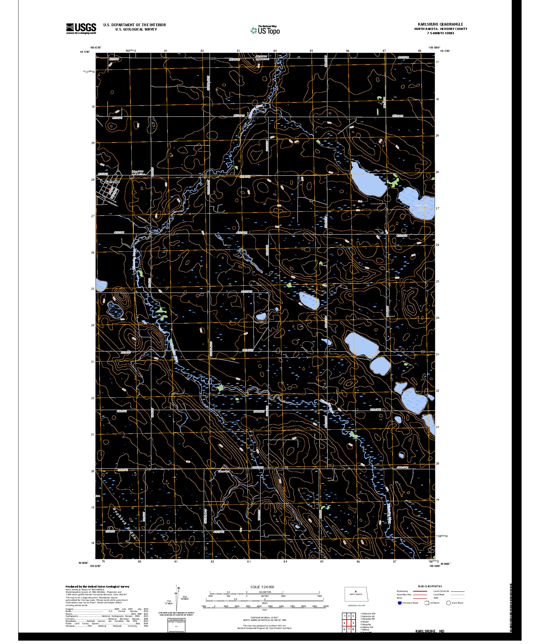 US TOPO 7.5-MINUTE MAP FOR KARLSRUHE, ND
