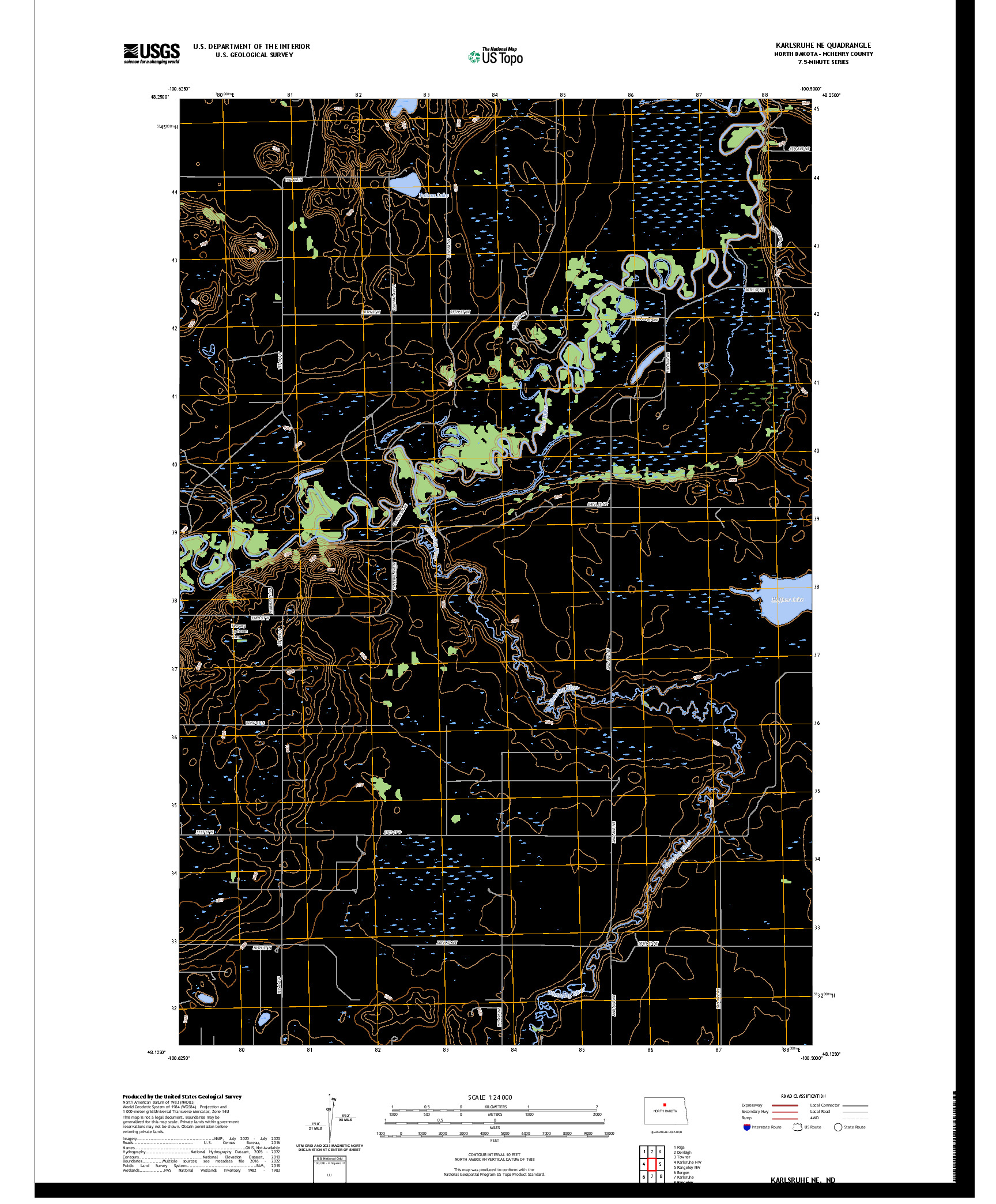US TOPO 7.5-MINUTE MAP FOR KARLSRUHE NE, ND