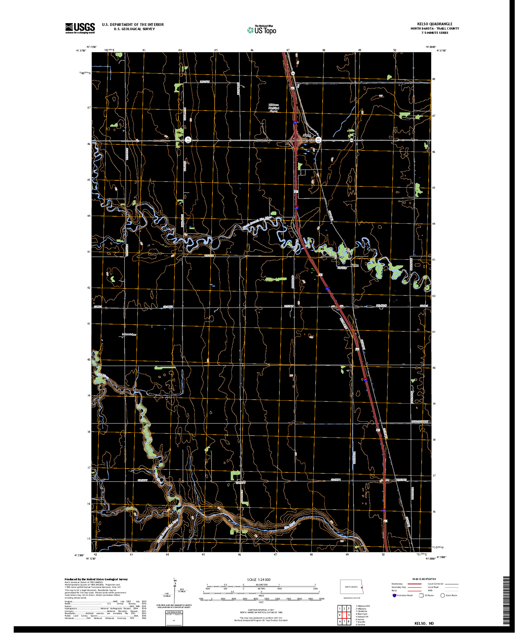 US TOPO 7.5-MINUTE MAP FOR KELSO, ND