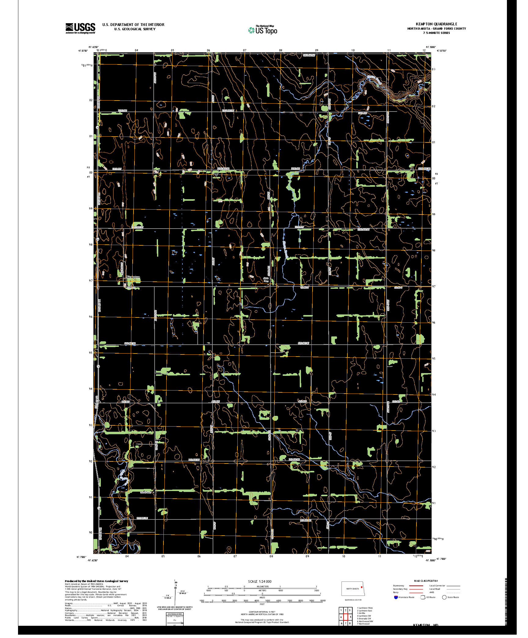 US TOPO 7.5-MINUTE MAP FOR KEMPTON, ND
