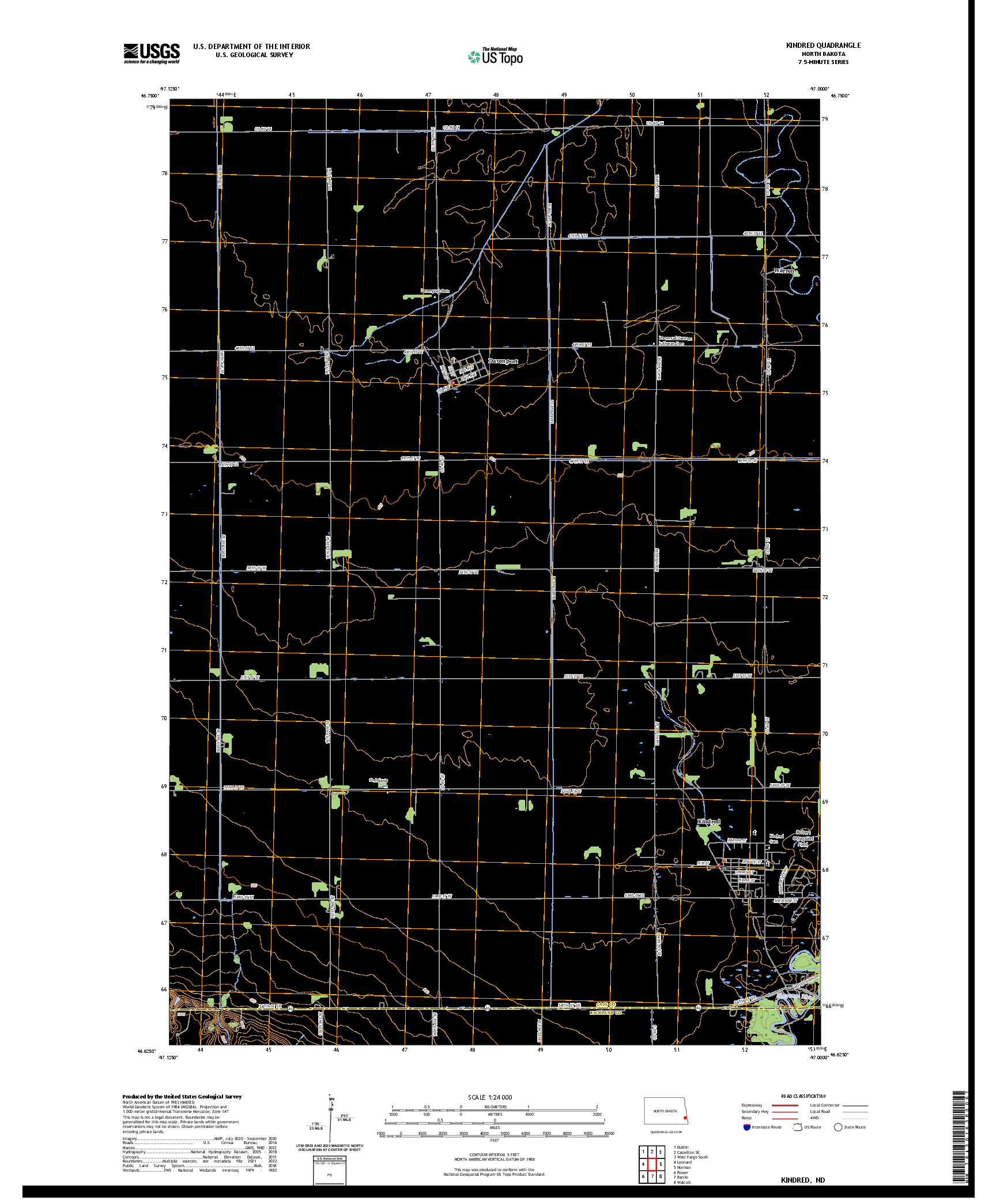 US TOPO 7.5-MINUTE MAP FOR KINDRED, ND