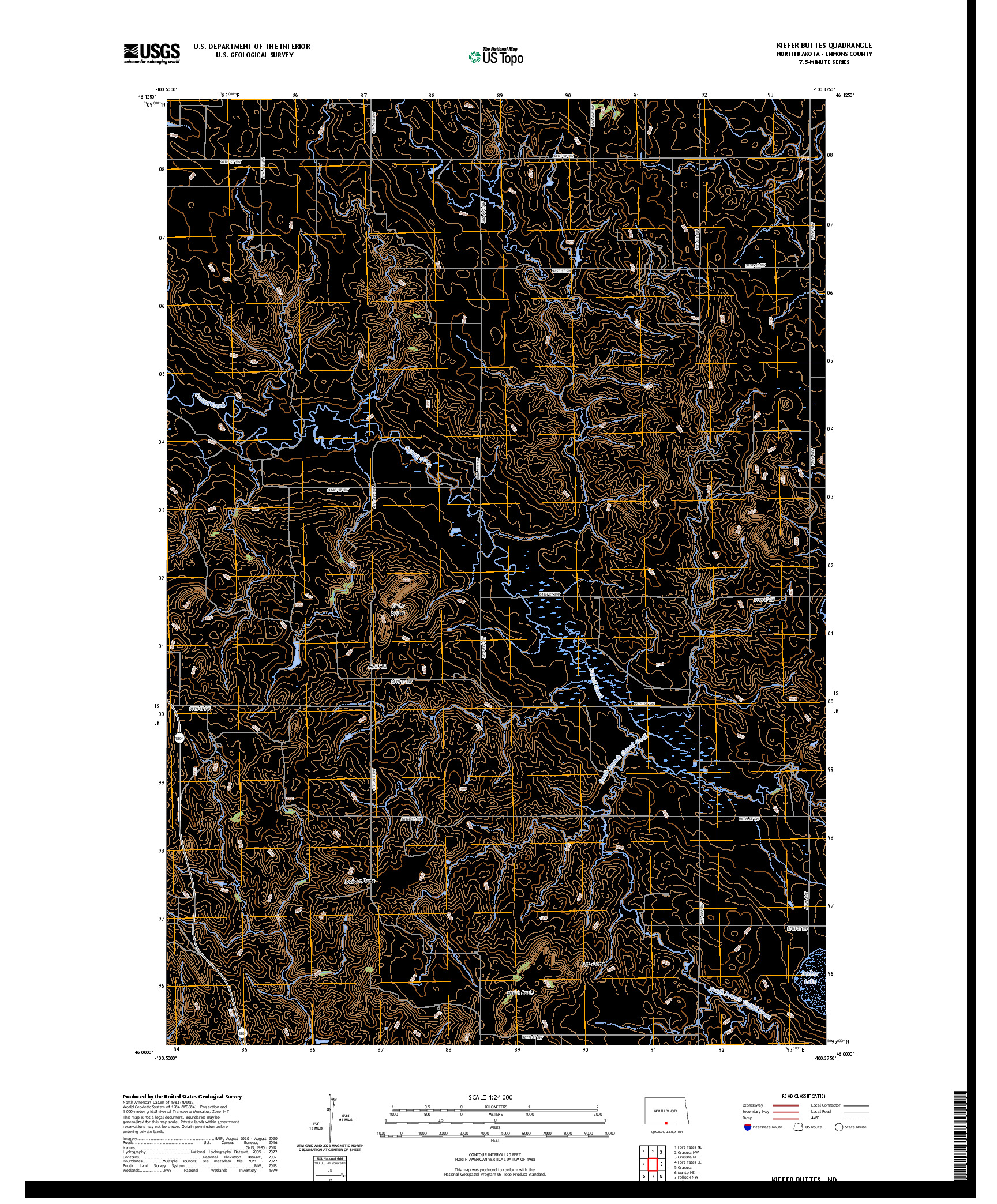 US TOPO 7.5-MINUTE MAP FOR KIEFER BUTTES, ND