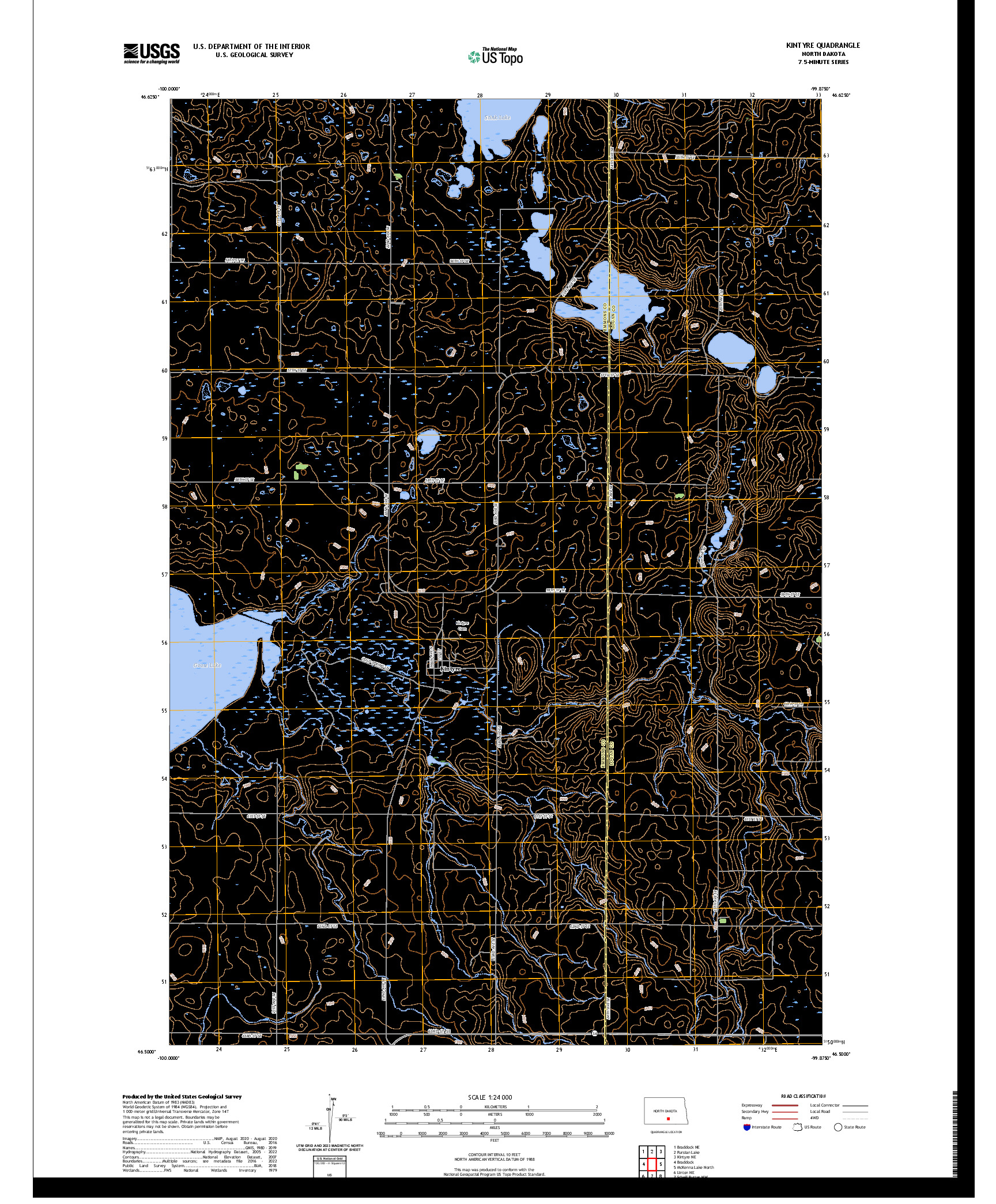 US TOPO 7.5-MINUTE MAP FOR KINTYRE, ND