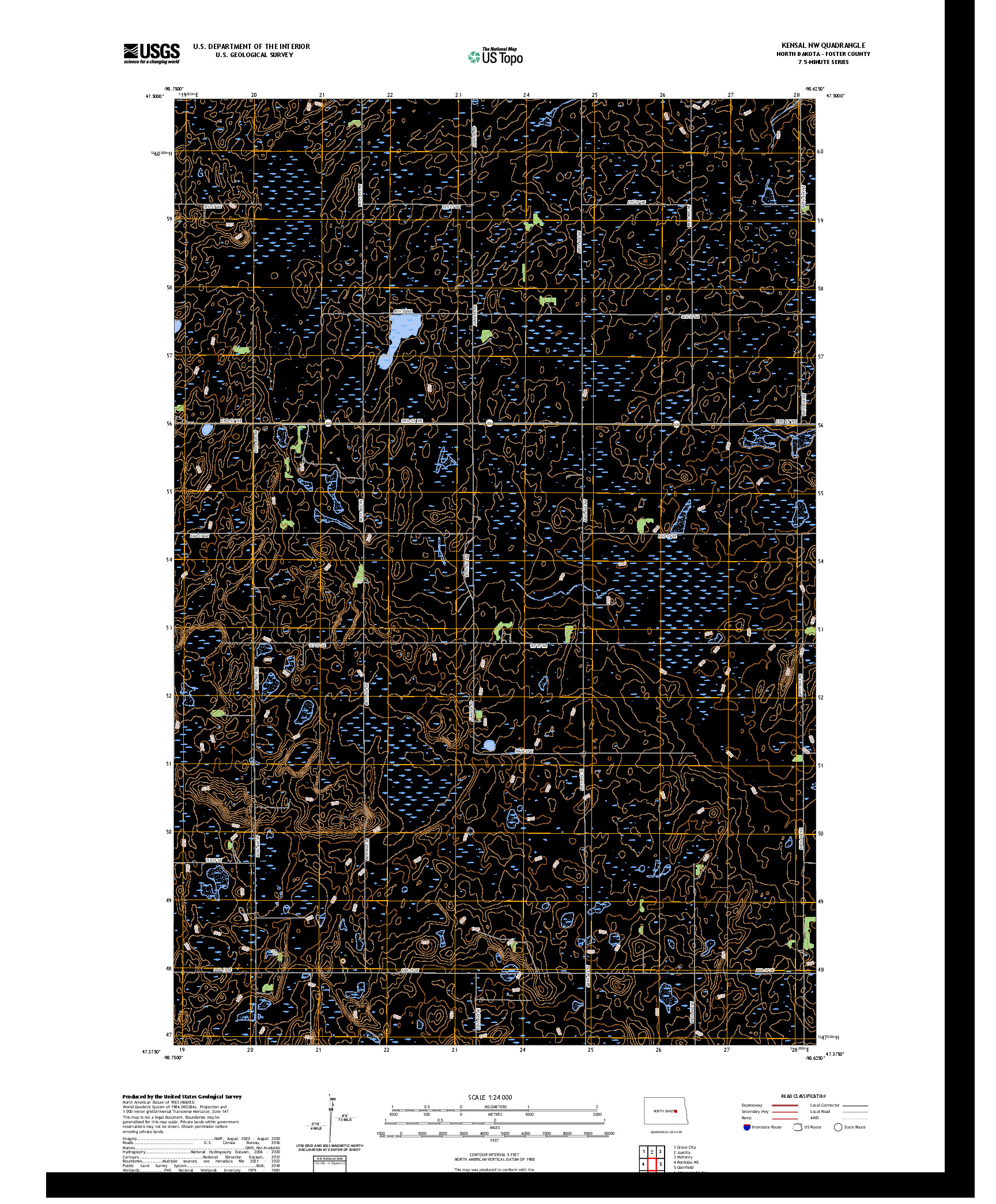 US TOPO 7.5-MINUTE MAP FOR KENSAL NW, ND