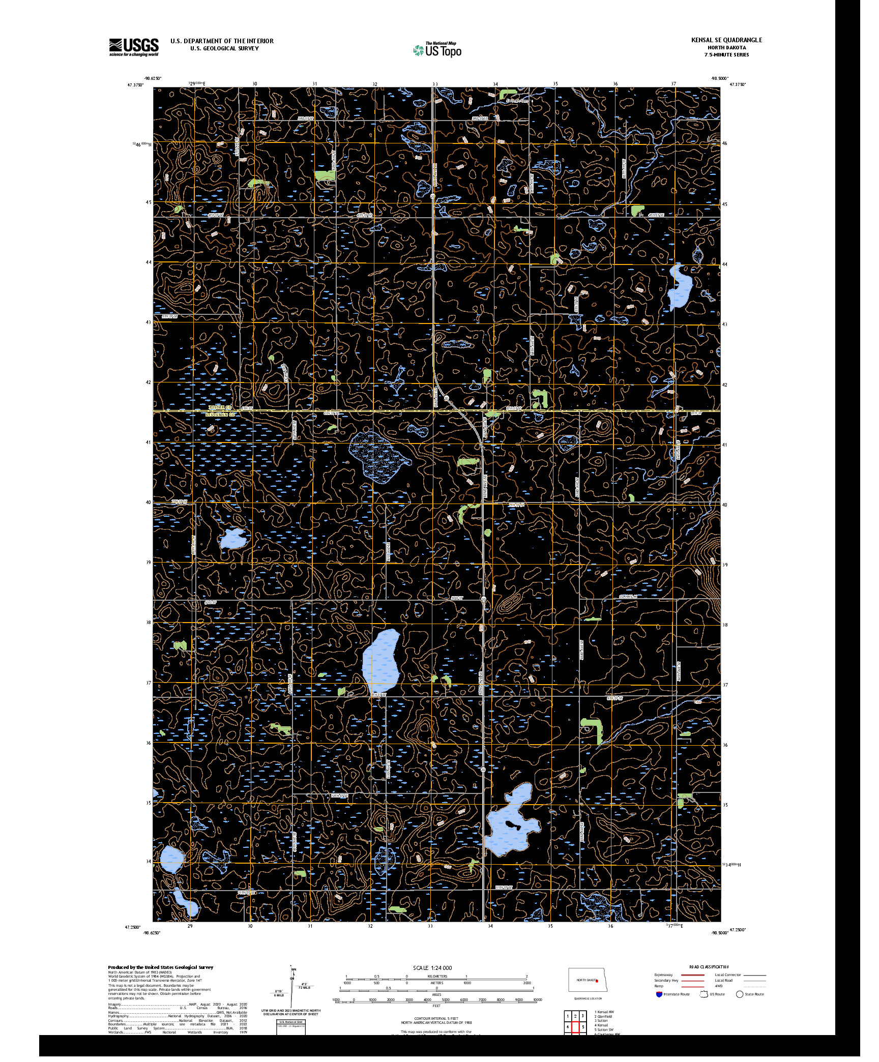 US TOPO 7.5-MINUTE MAP FOR KENSAL SE, ND