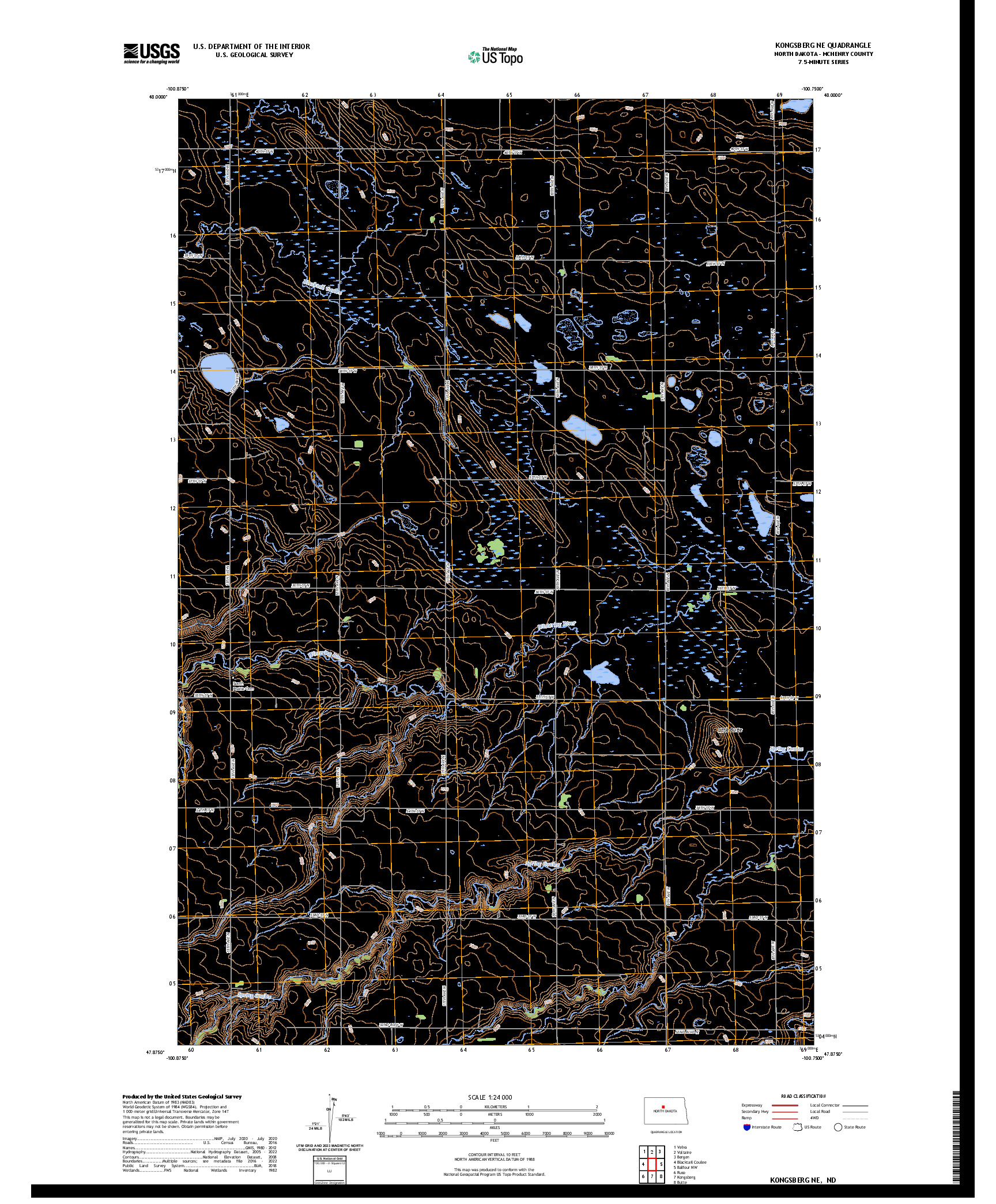 US TOPO 7.5-MINUTE MAP FOR KONGSBERG NE, ND