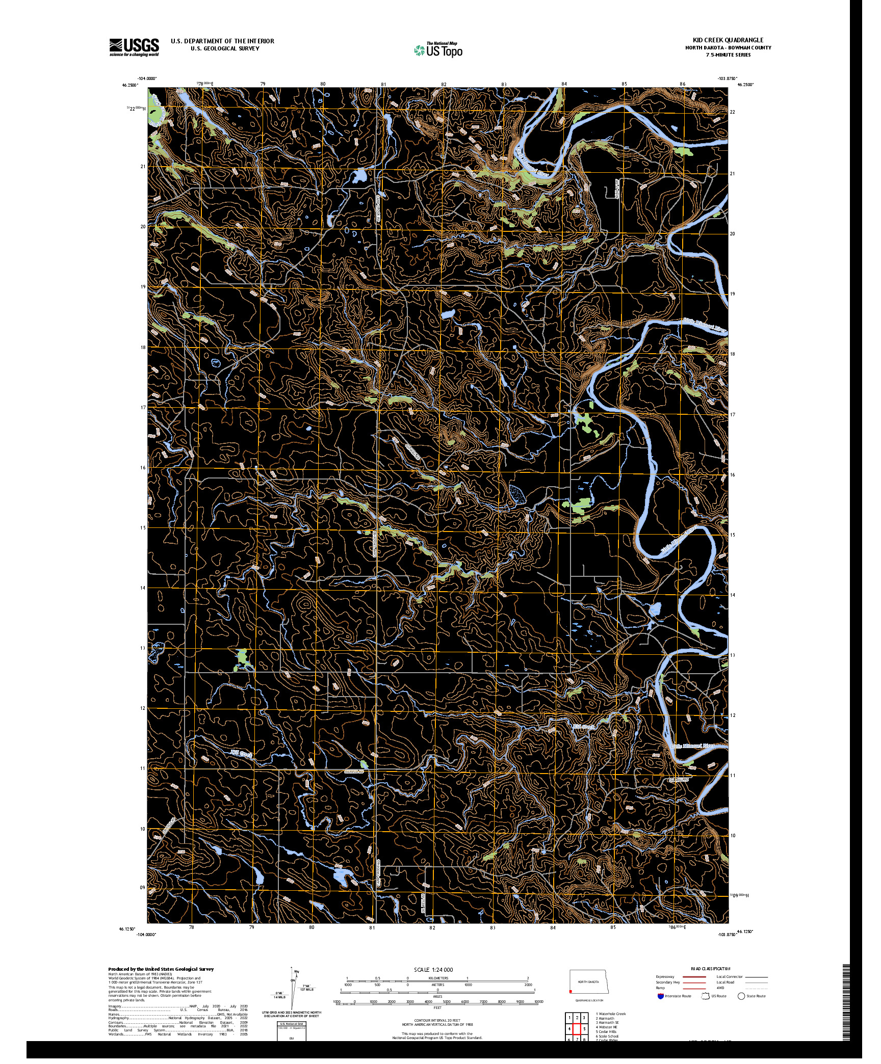US TOPO 7.5-MINUTE MAP FOR KID CREEK, ND