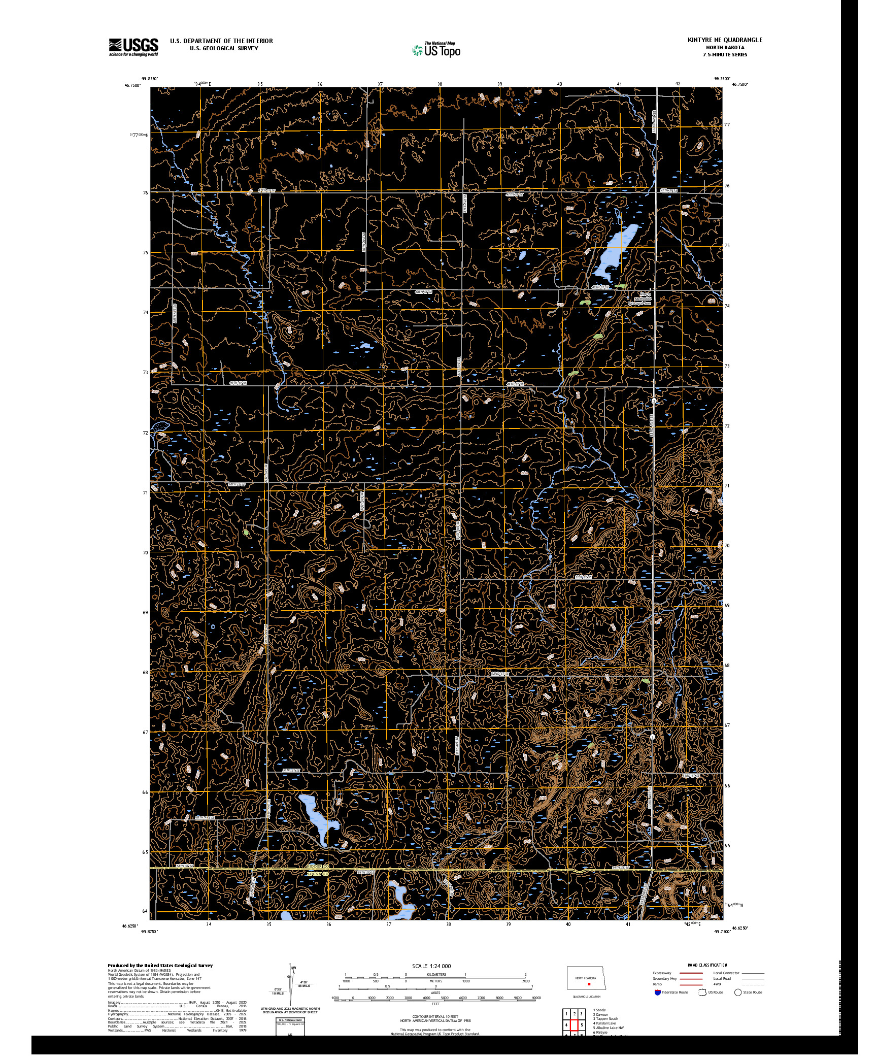 US TOPO 7.5-MINUTE MAP FOR KINTYRE NE, ND