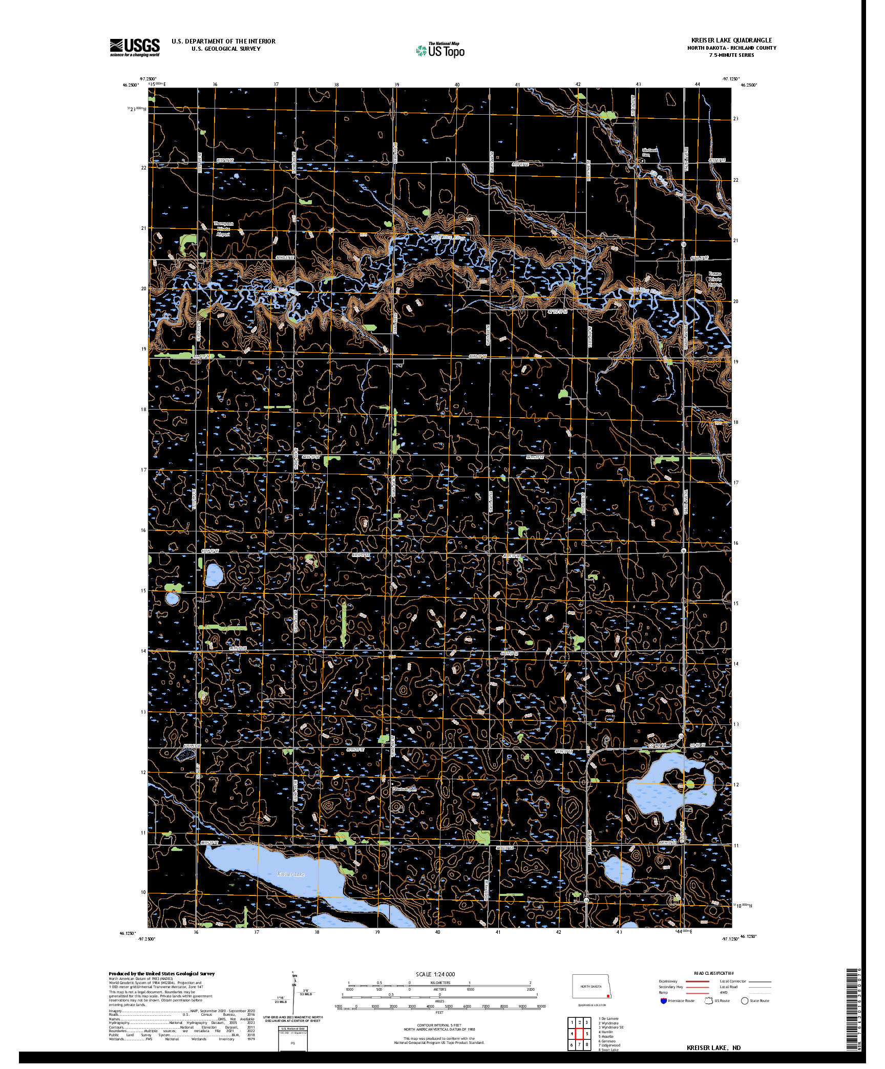 US TOPO 7.5-MINUTE MAP FOR KREISER LAKE, ND