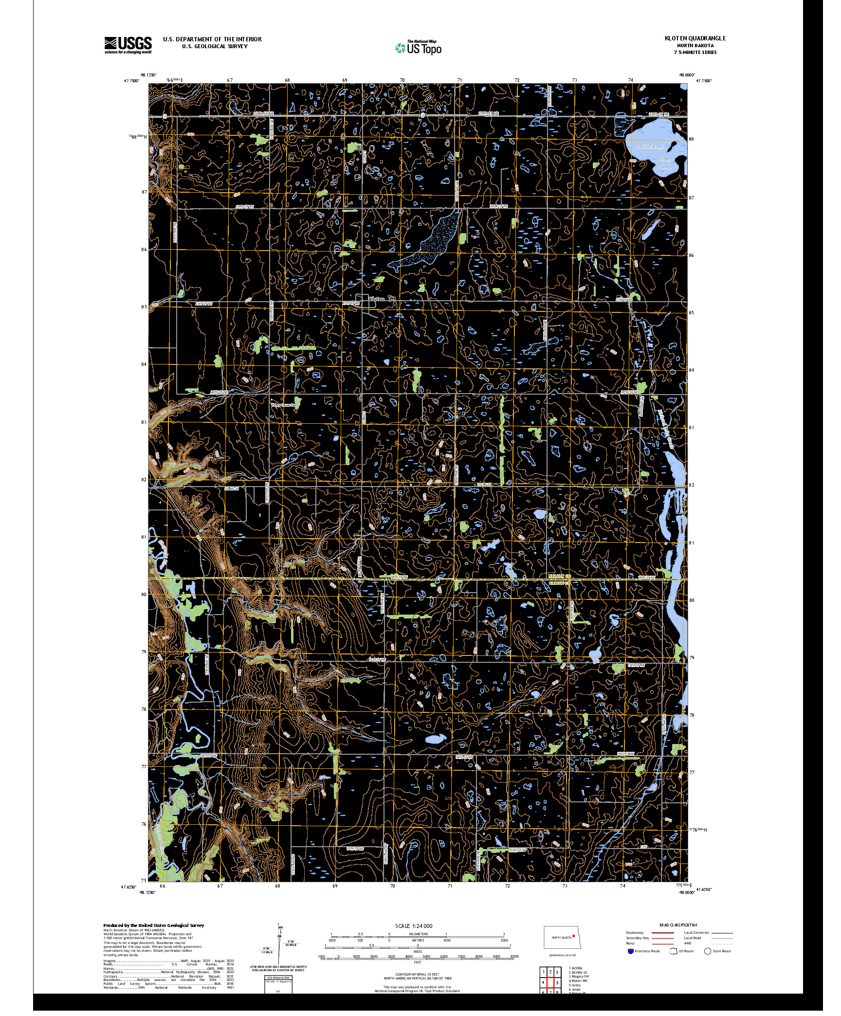 US TOPO 7.5-MINUTE MAP FOR KLOTEN, ND