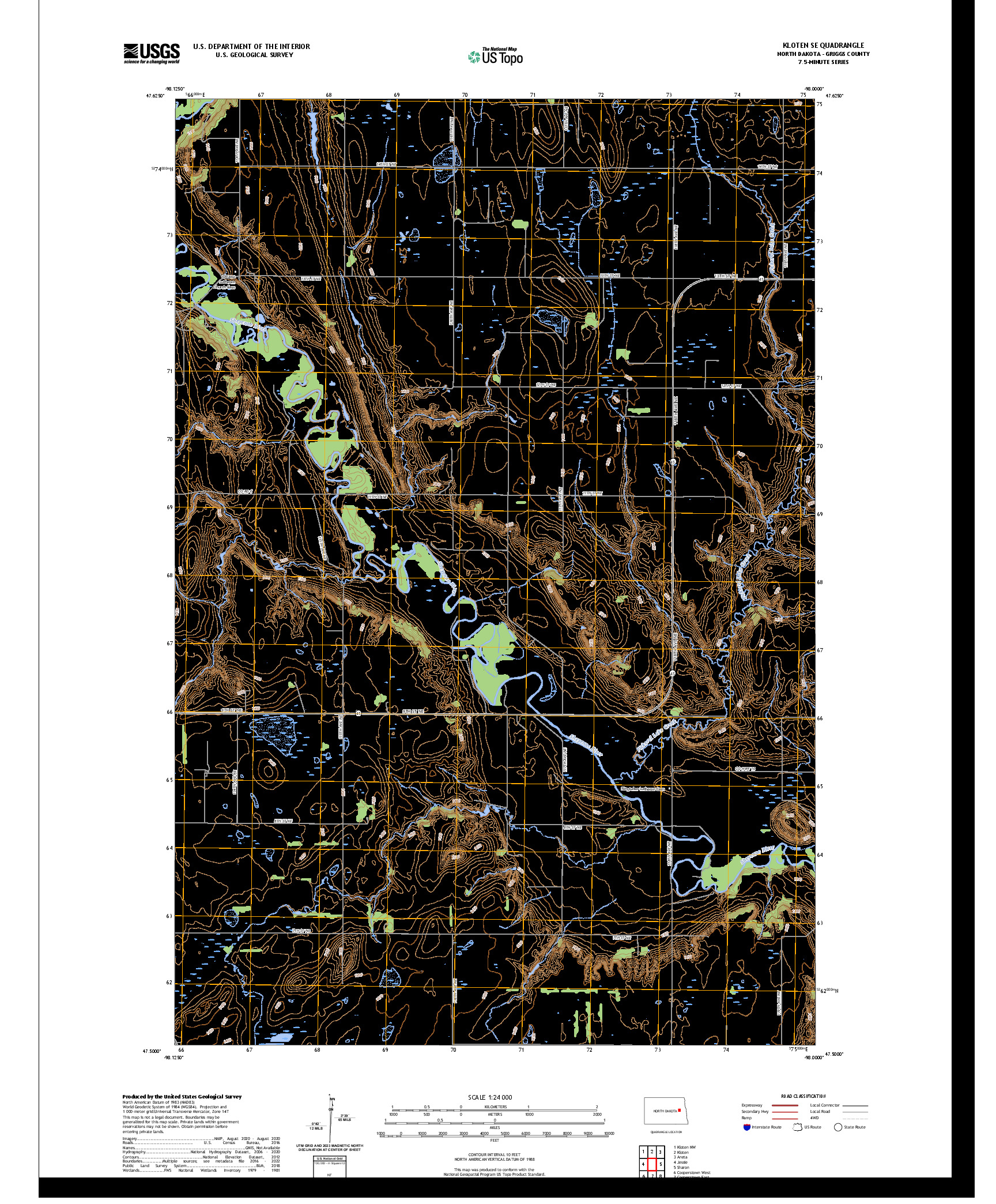 US TOPO 7.5-MINUTE MAP FOR KLOTEN SE, ND