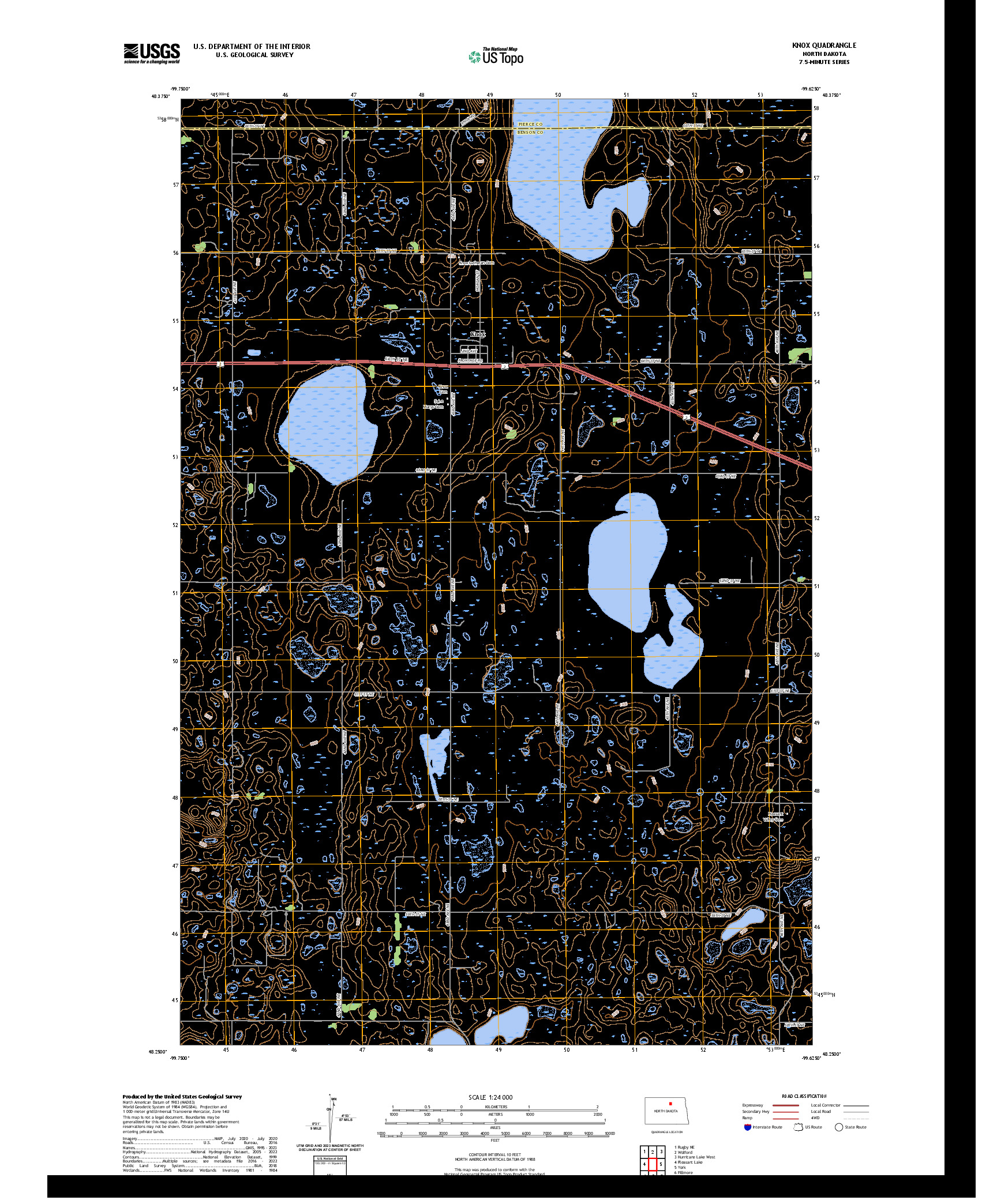 US TOPO 7.5-MINUTE MAP FOR KNOX, ND