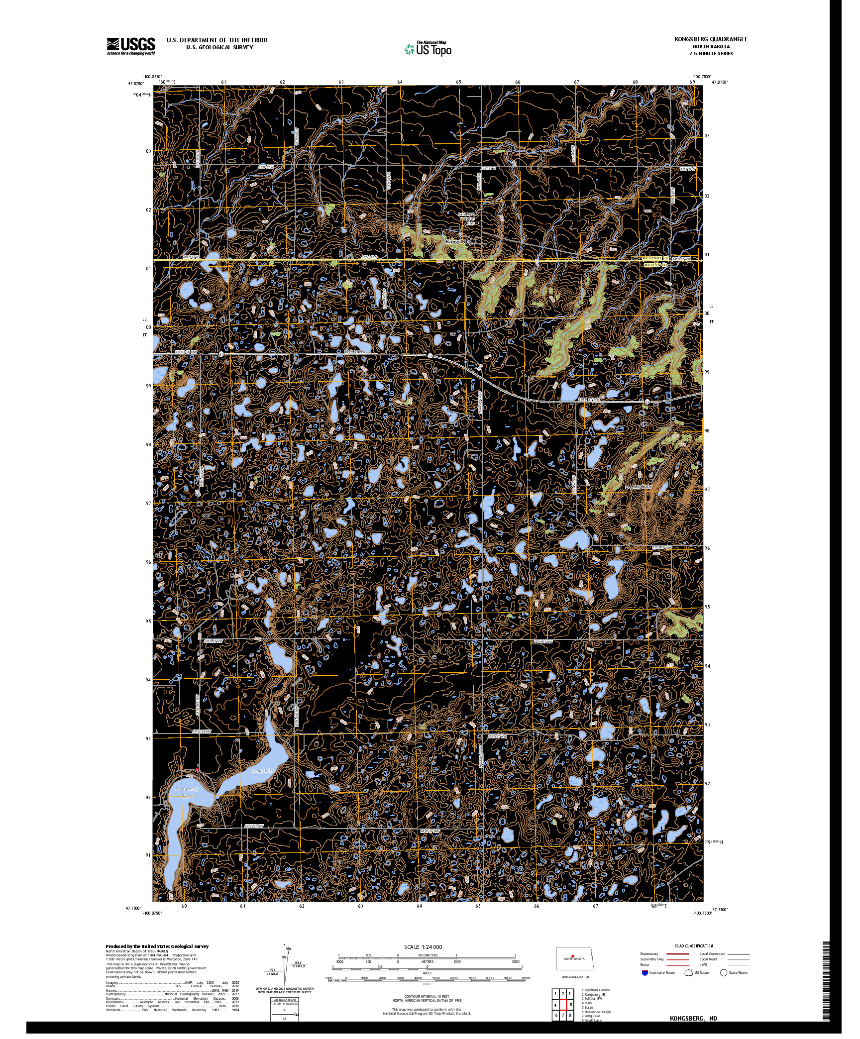 US TOPO 7.5-MINUTE MAP FOR KONGSBERG, ND