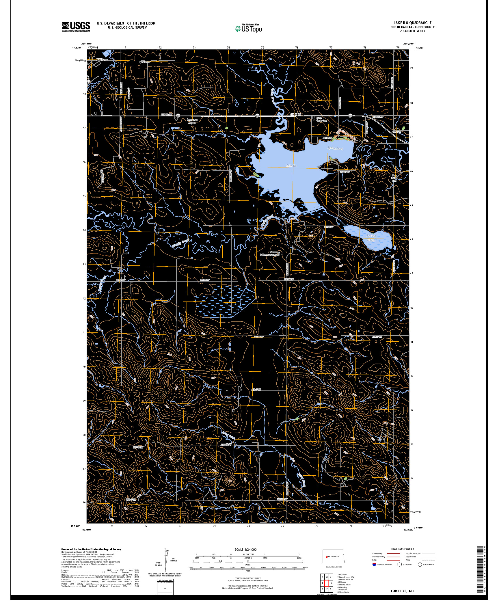 US TOPO 7.5-MINUTE MAP FOR LAKE ILO, ND